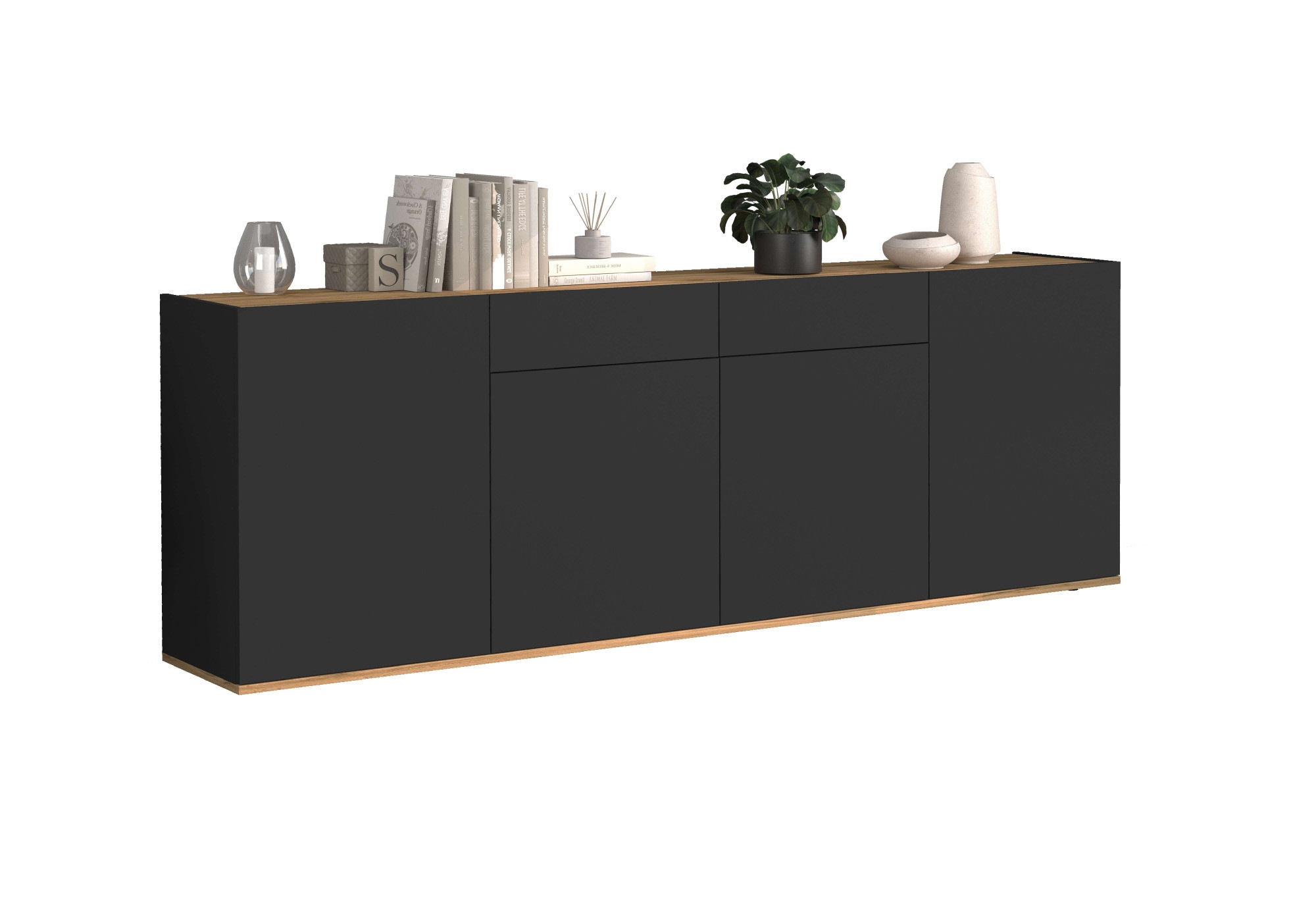 INOSIGN Sideboard »GARDA Sideboard,Kommode, Schrank, Kredenz Grifflos mit Push to Open«, (1 St.), 4 Türen, 2 Schubladen, grifflos Breite 200 cm