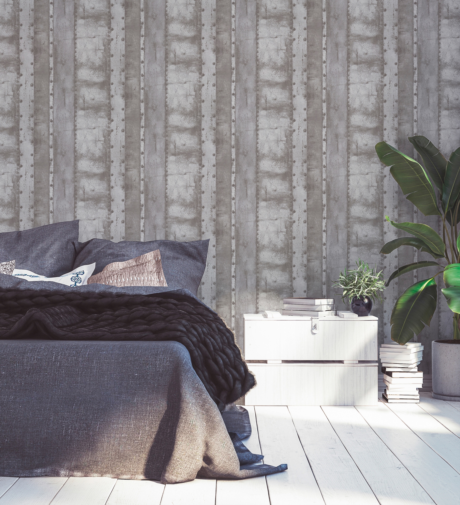 living walls Vliestapete »Industrial«, metallic-Metall-Effekte-gemustert, Metall Tapete Vintage Metalloptik Tapeten Wohnzimmer Schlafzimmer Flur