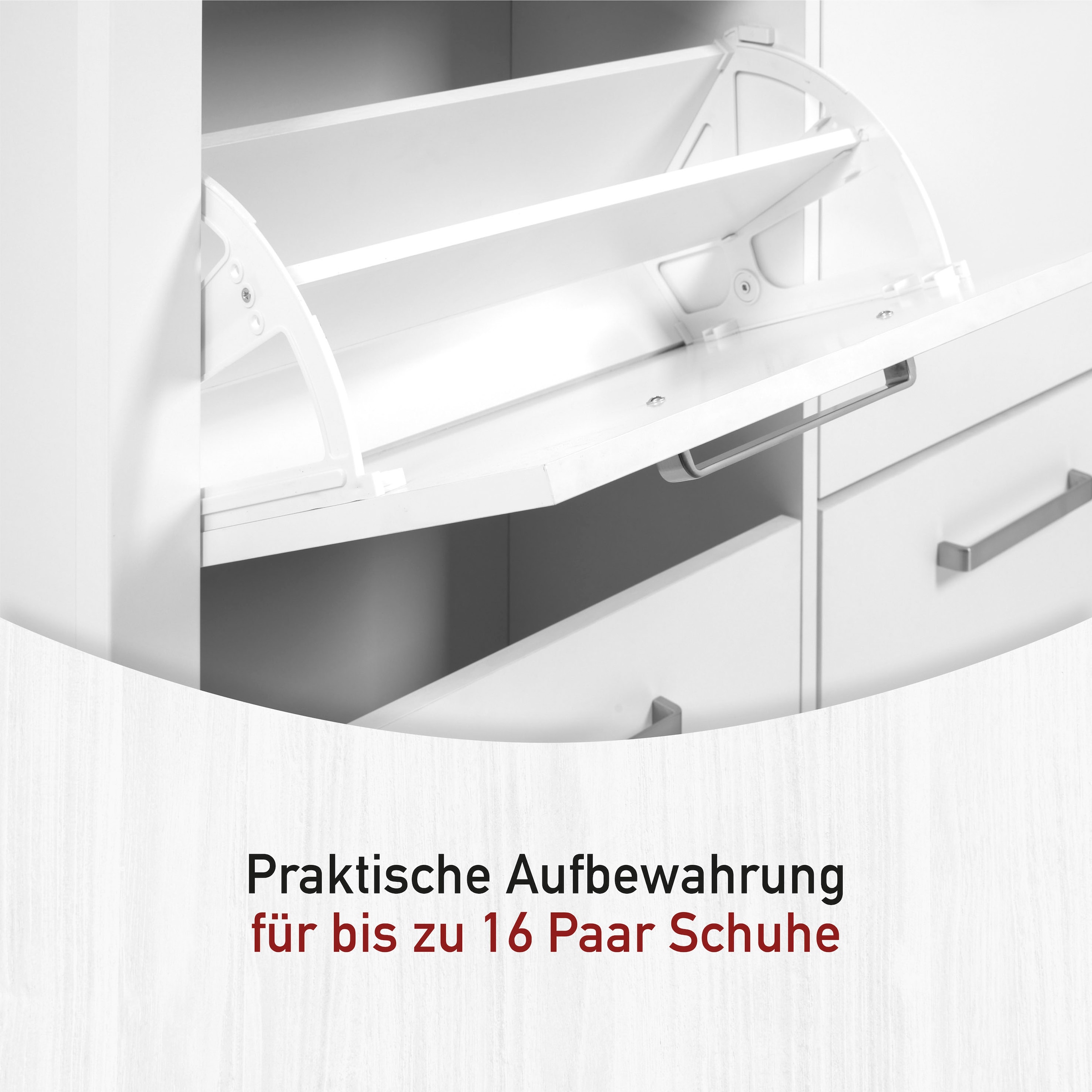 Inter Link Schuhkipper »Enoli, Weiss/Artisan Eiche Nachbildung, Softclose, 16 paar Schuhe« 1 Stk. tlg. Schuhkommode im modernem Skandi Look, platzsparend, 113 x 30 x 109 cm