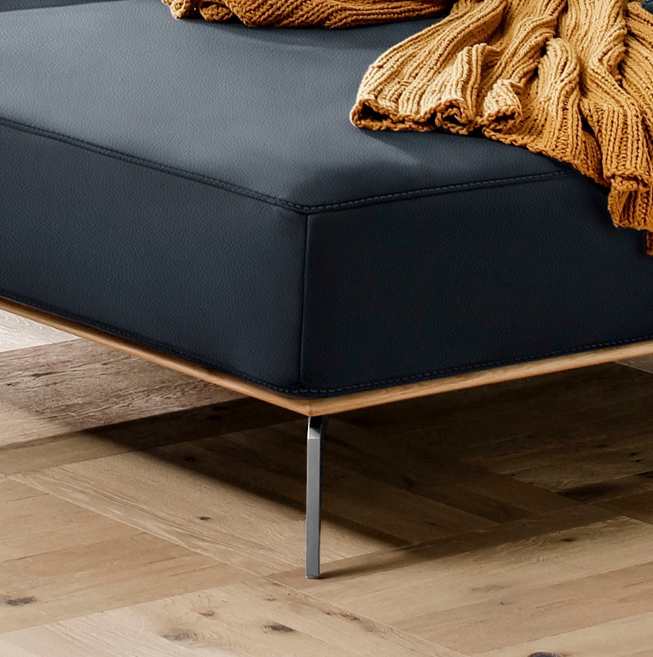 W.SCHILLIG Ecksofa »run, Designsofa mit tollem Sitzkomfort, bequem, L-Form«, mit elegantem Holzsockel, Füße in Chrom glänzend, Breite 319 cm