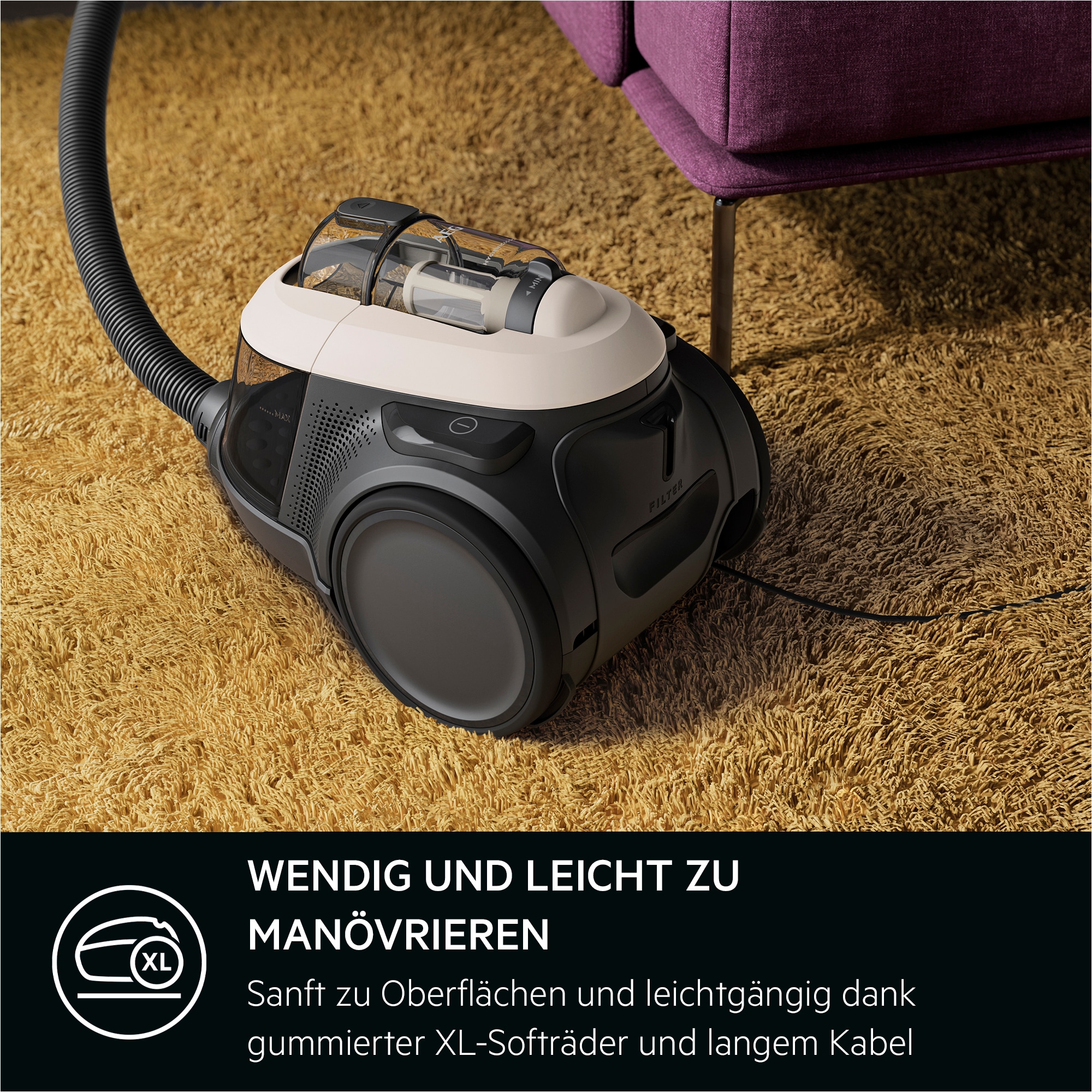 AEG Bodenstaubsauger »AL61C2SW« 700 W beutellos Kraftvolle Reinigung: AUTO‑Bodendüse für Hartböden, Teppiche & Laminat