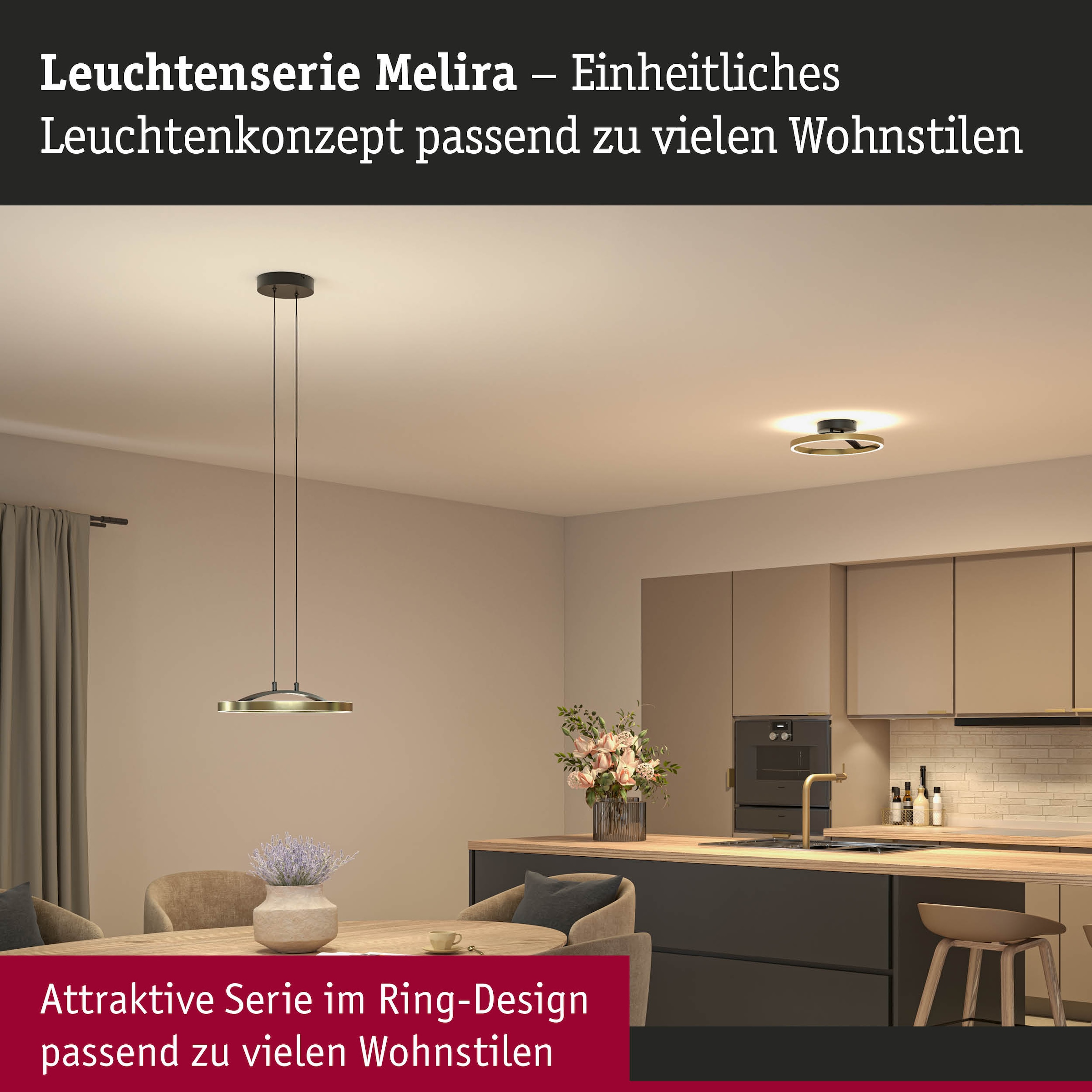 Paulmann LED Deckenleuchte »Melira WD LED 24W Gold /Schwarz 230V Metall« LED-Modul 1 Stk. 3StepDim