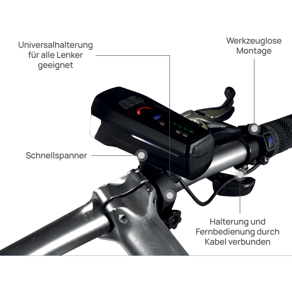 FISCHER Fahrrad Fahrradbeleuchtung »LED-Akku-Bel. Set PLUS 100/130 Fernlicht + TWIN STOP«, (Set, 2, Front- und Rücklicht inkl. Ladekabel)