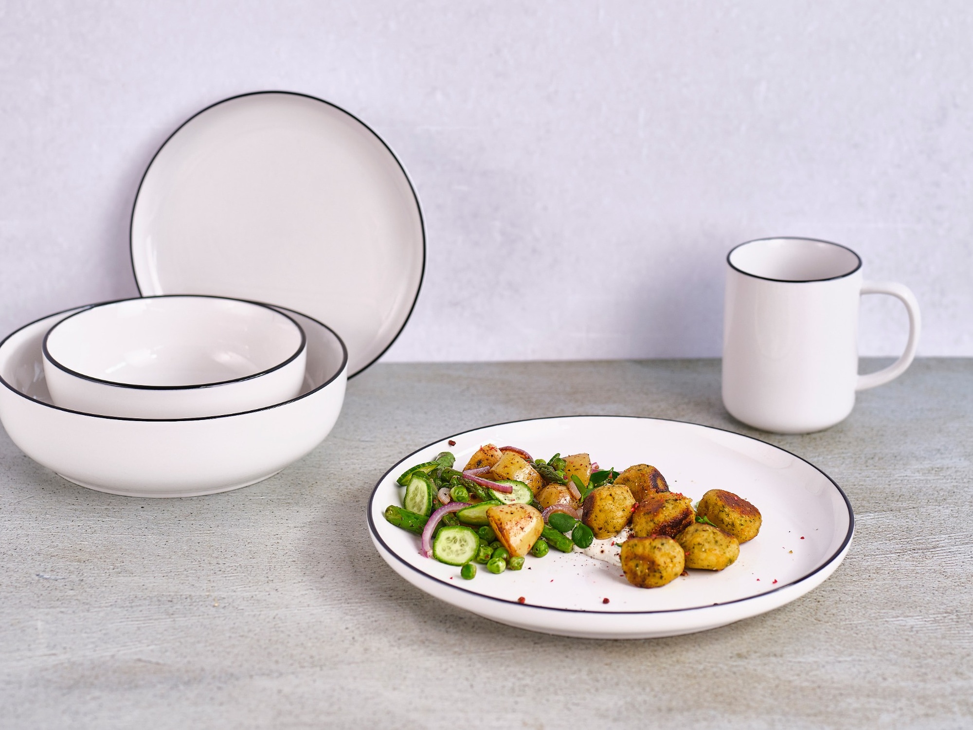 Cosy & Trendy Kombiservice »Renee, Geschirr-Set, 20-tlg.« Porzellan, für 4 Personen, rund, spülmaschinengeeignet