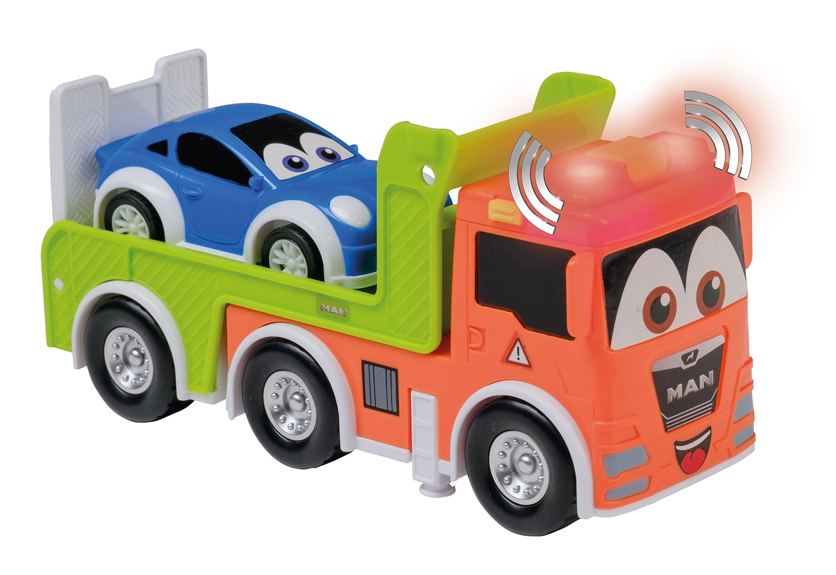 Happy People Spielzeug-LKW »MAN KIDS Autotransporter mit PKW« mit Licht und Sound
