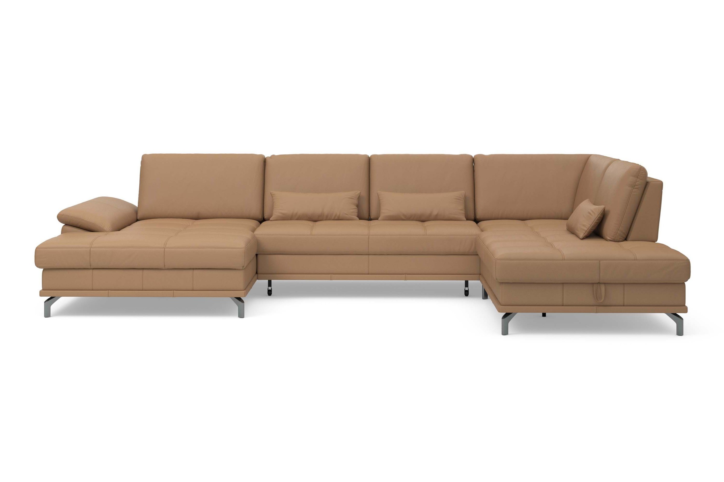 Places of Style Wohnlandschaft »Costello U-Form, mit Sitztiefenverstellung, Armteilverstellung und«, 3 Nierenkissen, optional Bettfunktion und Bettkasten