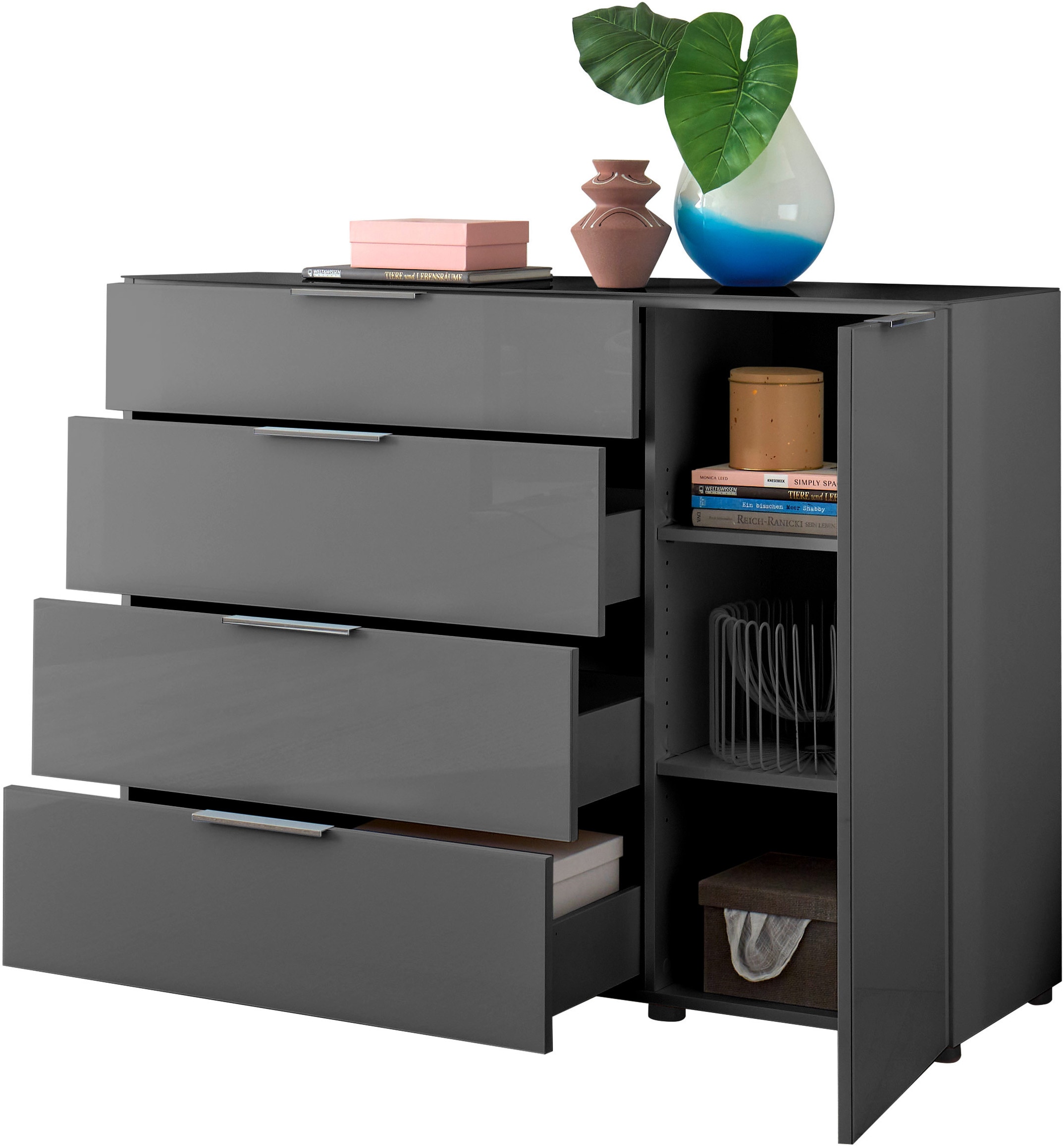 HBZ Kommode »Santorin, BxHxT 135x99x40 cm«, (1 St.), Breite 135cm, Softclose für Türen und Schubkästen, Melaminbeschichtung