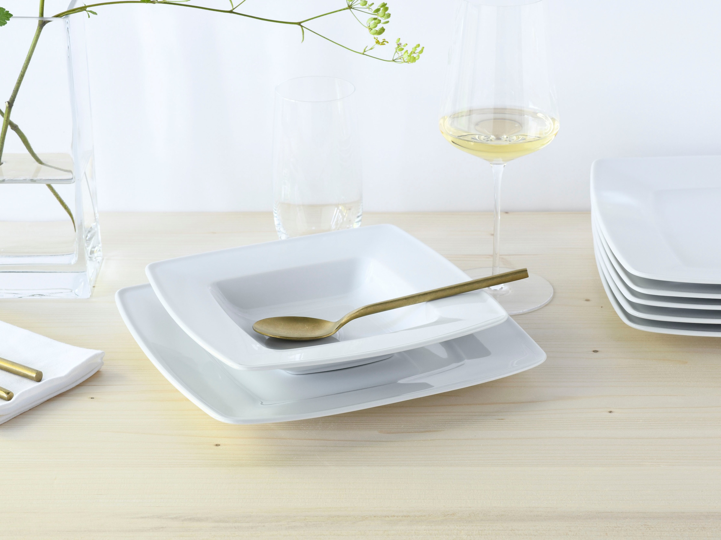 CreaTable Tafelservice »Victoria Weiss«, (Set, 12 tlg.), klassisch weiß für den täglichen Gebrauch