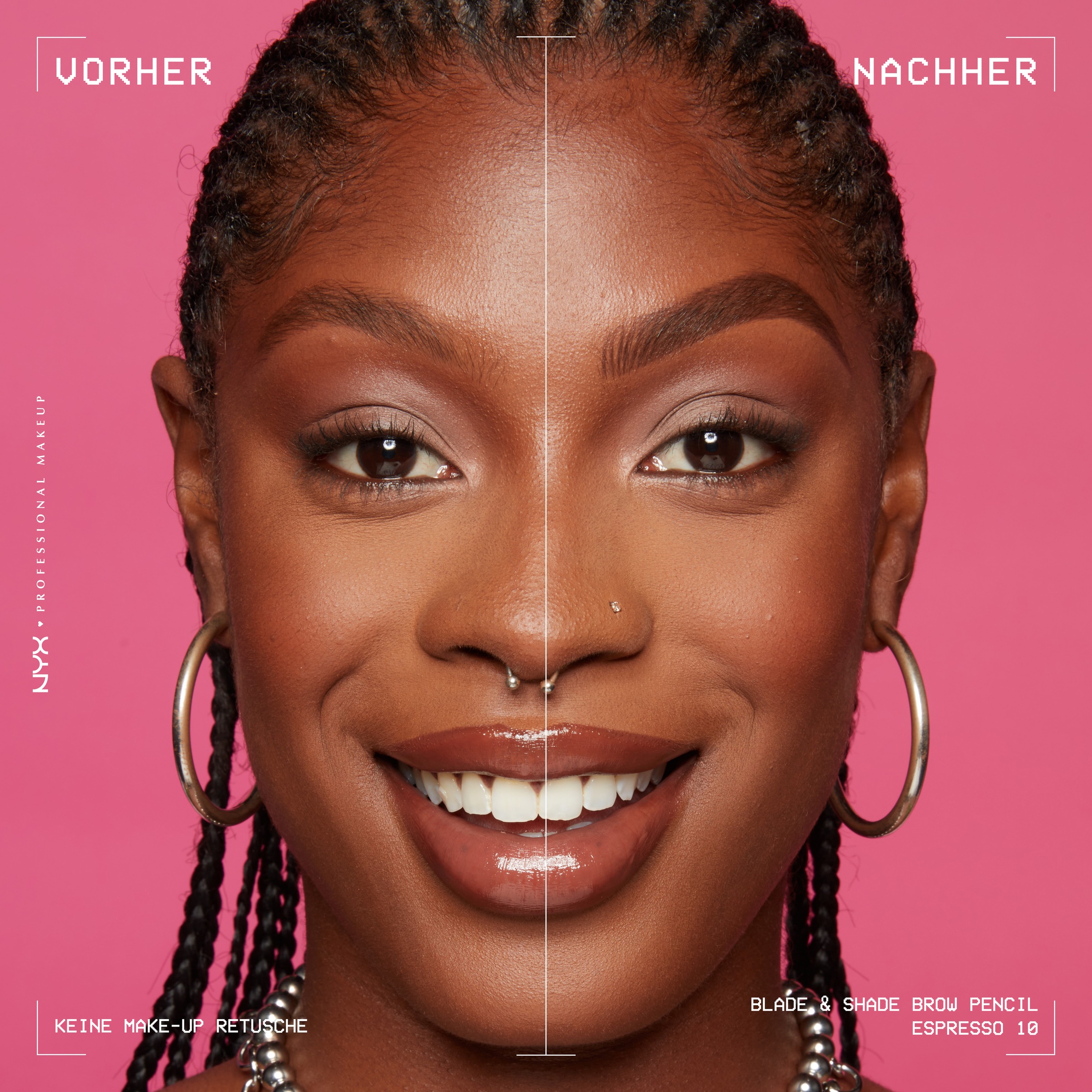 NYX PROFESSIONAL MAKEUP Augenbrauenpflege »BLADE & SHADE NANO AUGENBRAUENSTIFT« zweiseitige Spitze, integrierte Bürste, wischfest.