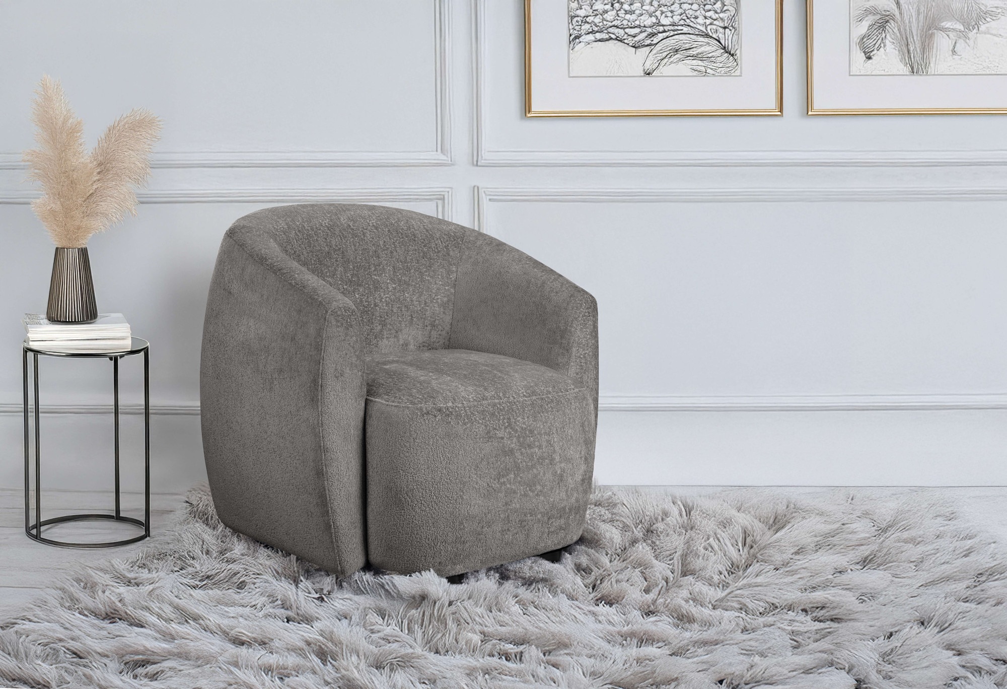 andas Sessel »Vallsta«, Breite 85 cm, Chenille oder Boucle Stoff, Drehfunktion verfügbar