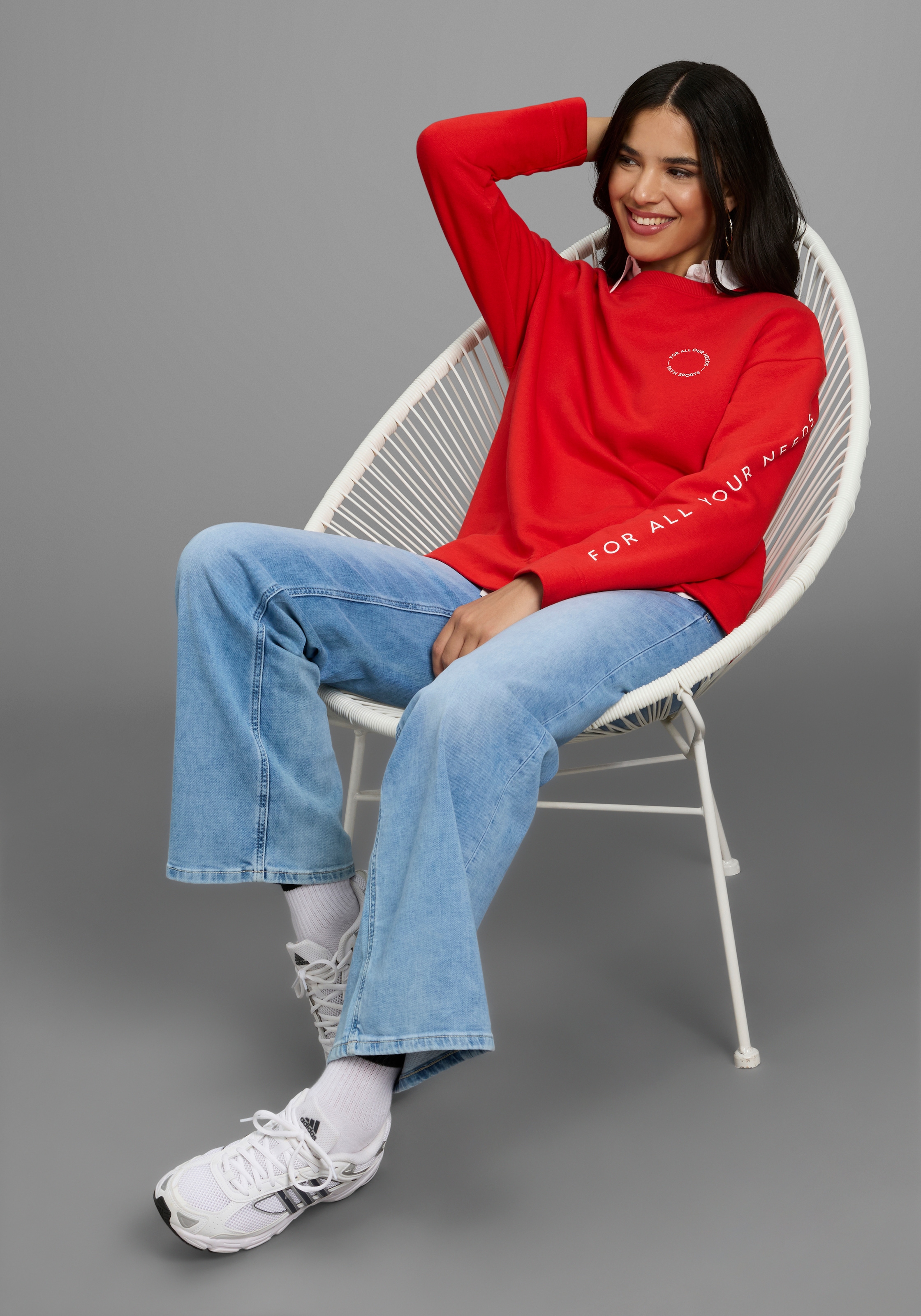 FAYN SPORTS Sweater, Weite Oversize‑Passform mit Logo‑Print auf Brust und Ärmel