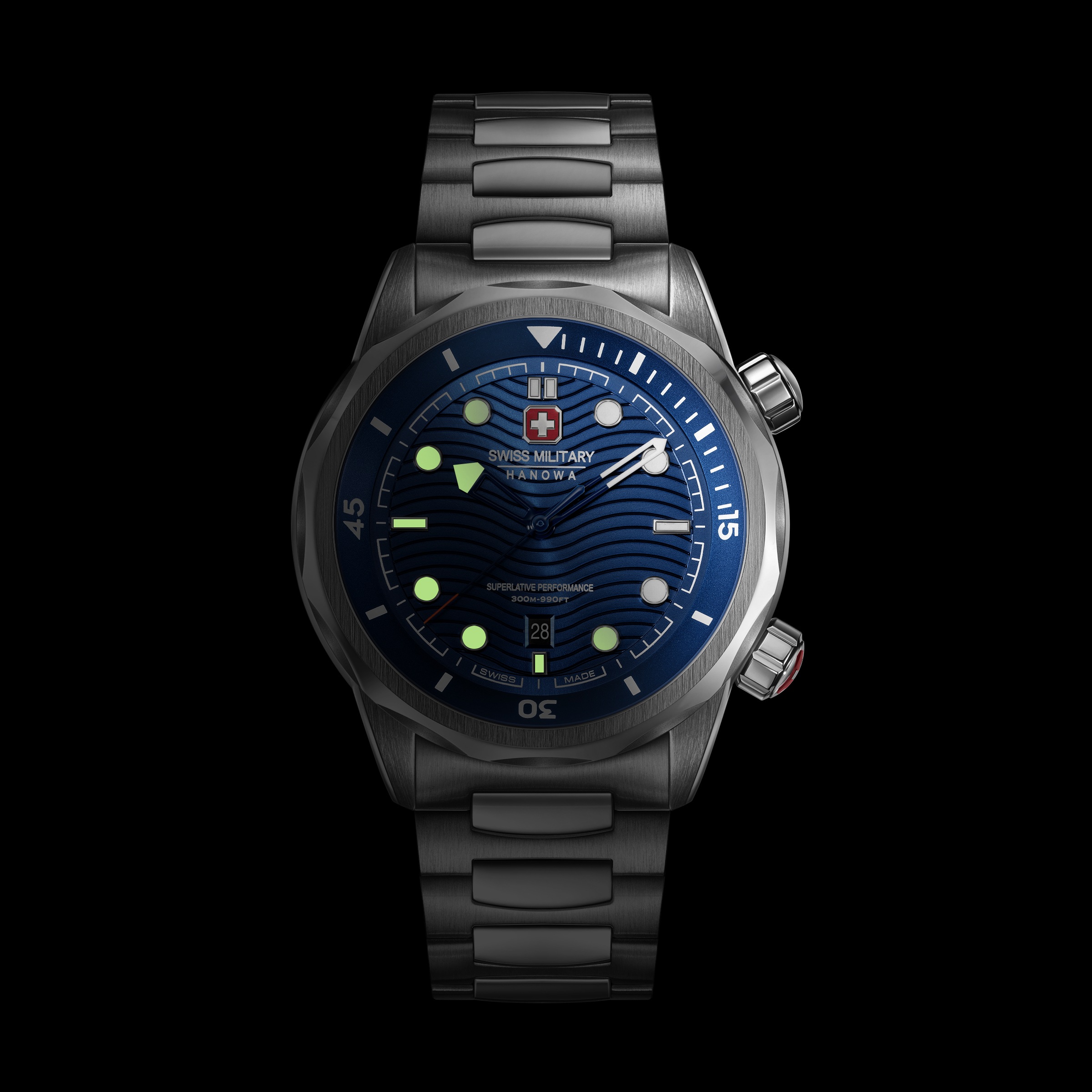 Swiss Military Hanowa Quarzuhr »Breakwater« Armbanduhr, Herrenuhr, Swiss Made, Edelstahlarmband, analog, Tag