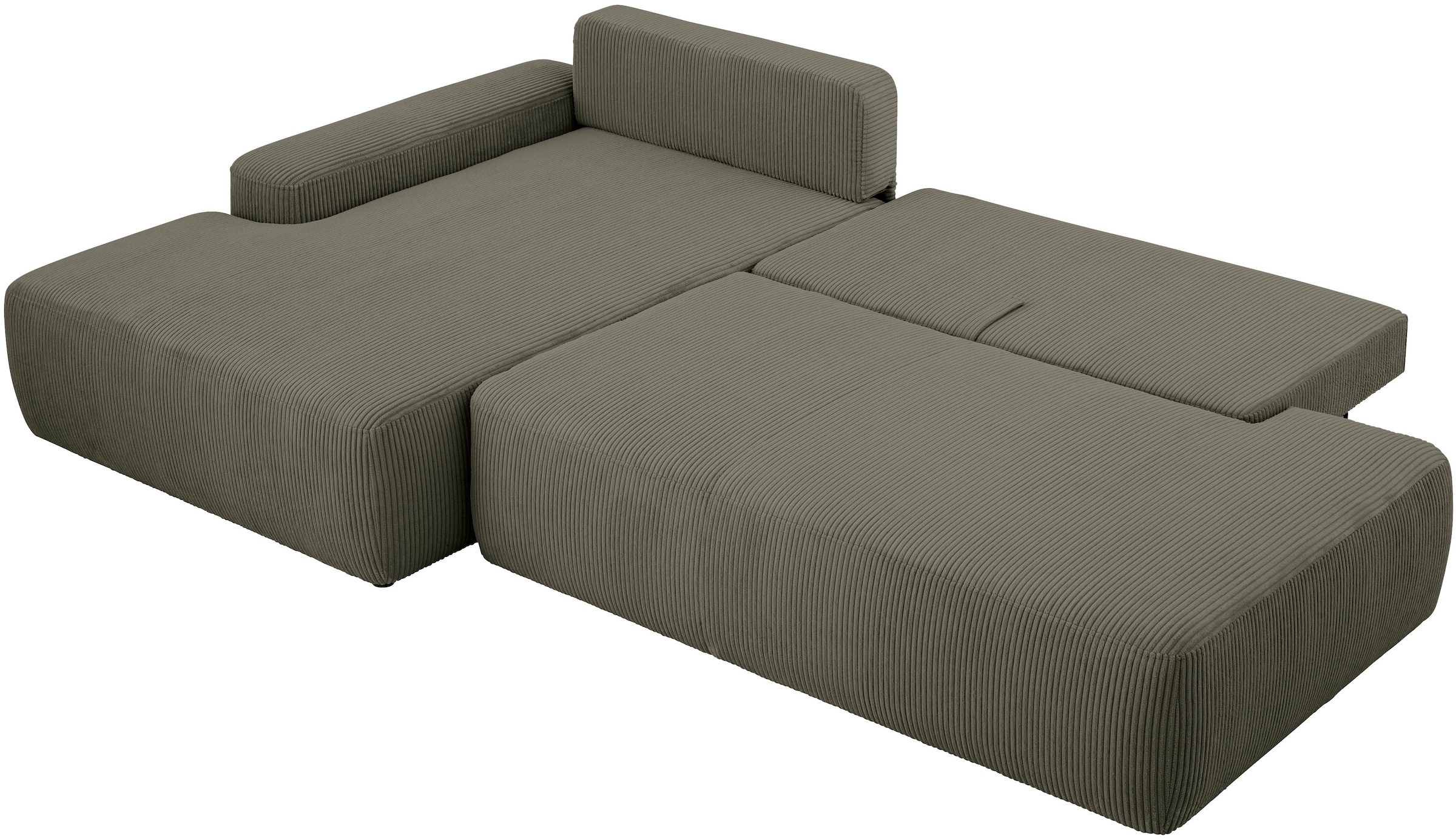 INOSIGN Ecksofa »TORGE, Schlafsofa Cord, Samtvelours u. Strukur fein, Couch in L-Form«, Schlaffunktion und Bettkasten, Liegefläche: 210x125 cm, neues Design