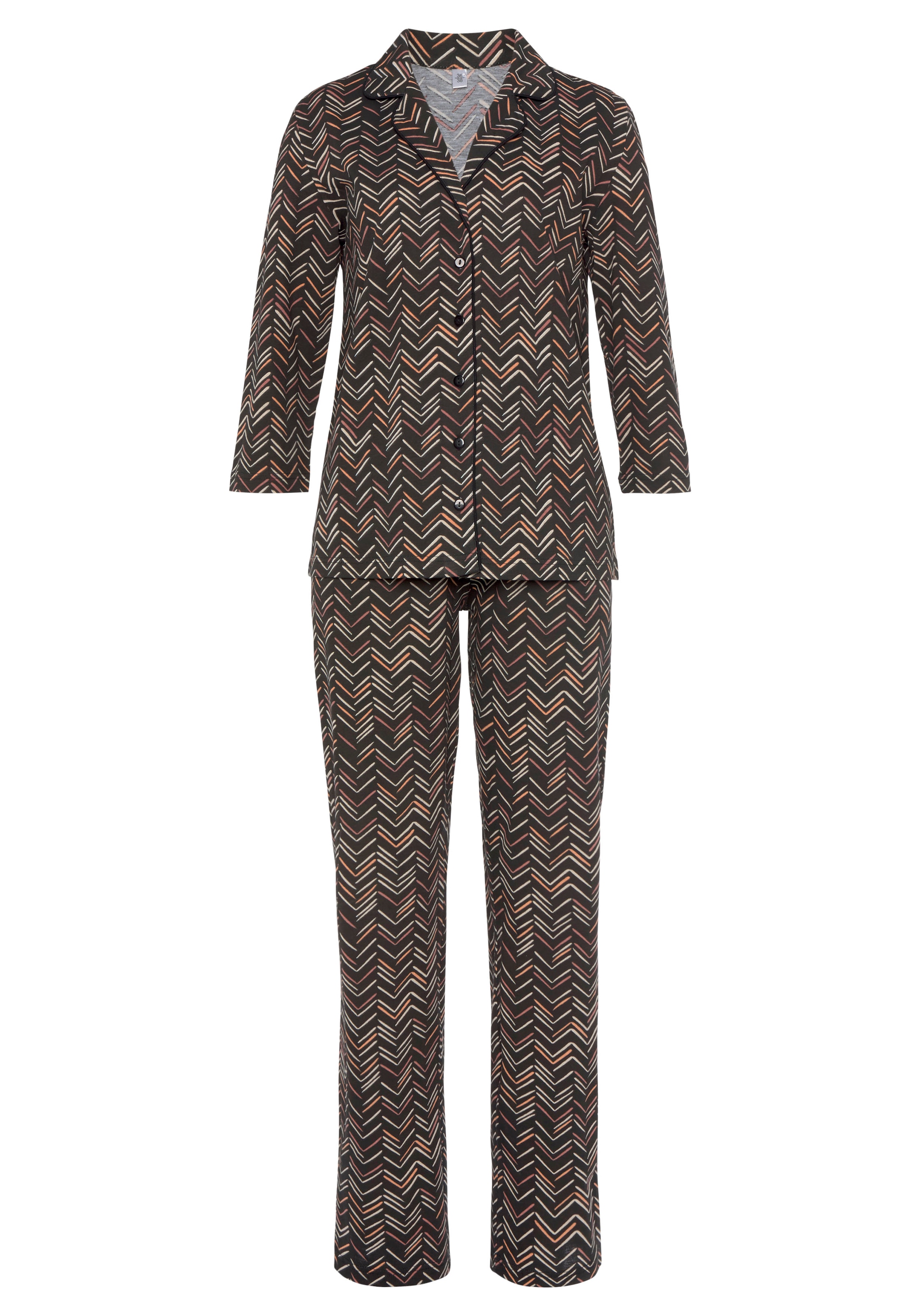 Vivance Dreams Pyjama, (Set, 2 tlg.), mit malerischem Fischgrat-Muster