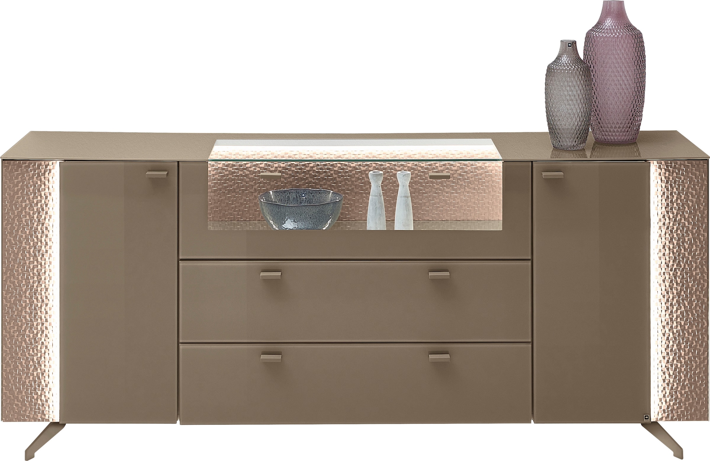 LEONARDO Sideboard »AUREA«, mit Pailletten-Akzent, wahlweise mit Beleuchtung