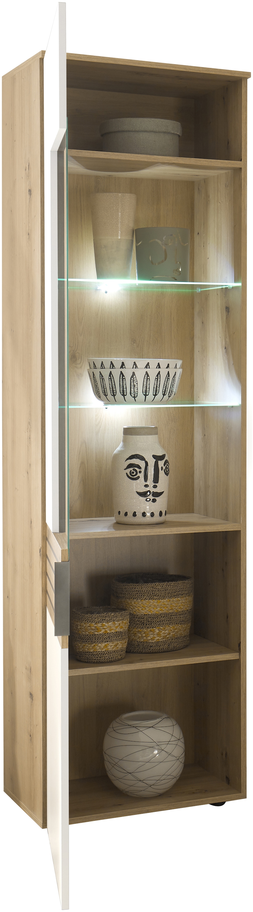 HBZ Vitrine »BZ 5110«, (1 St.), mit LED-Beleuchtung, Vitrinenschrank wahlweise in grau oder weiß