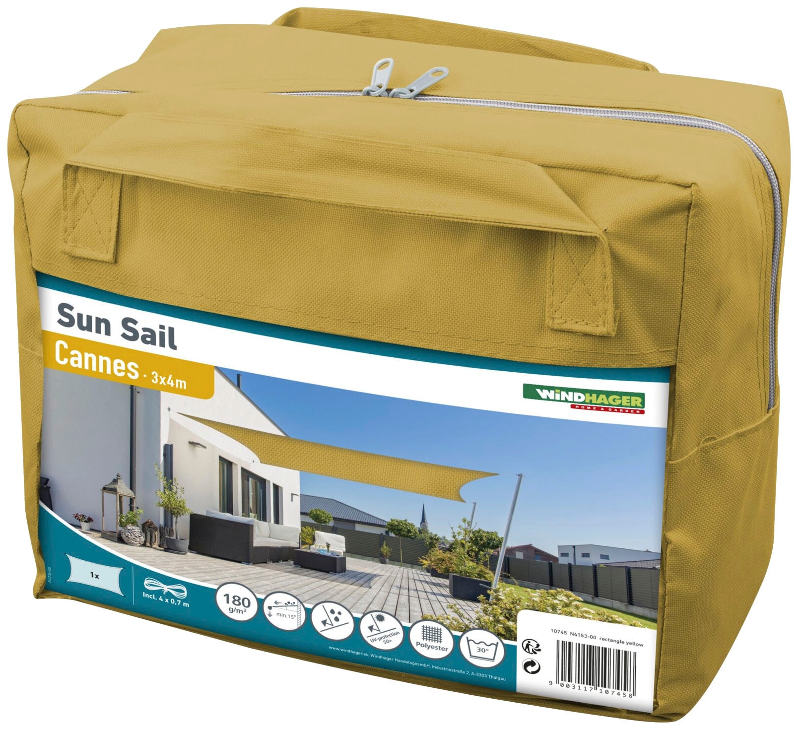 Windhager Sonnensegel »Cannes Rechteck«, 3x4m, gelb
