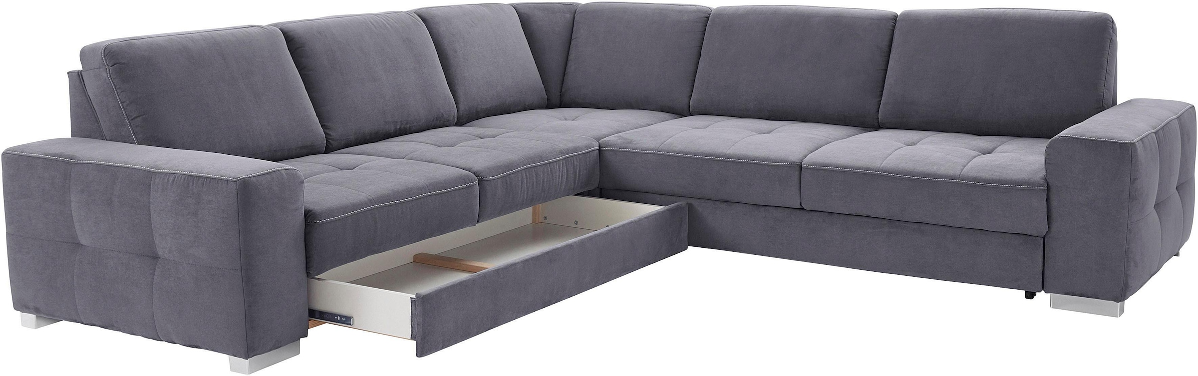 sit&more Ecksofa »Santorini L-Form«, mit Federkern und Sitztiefenverstellung, wahlweise mit Bettfunktion