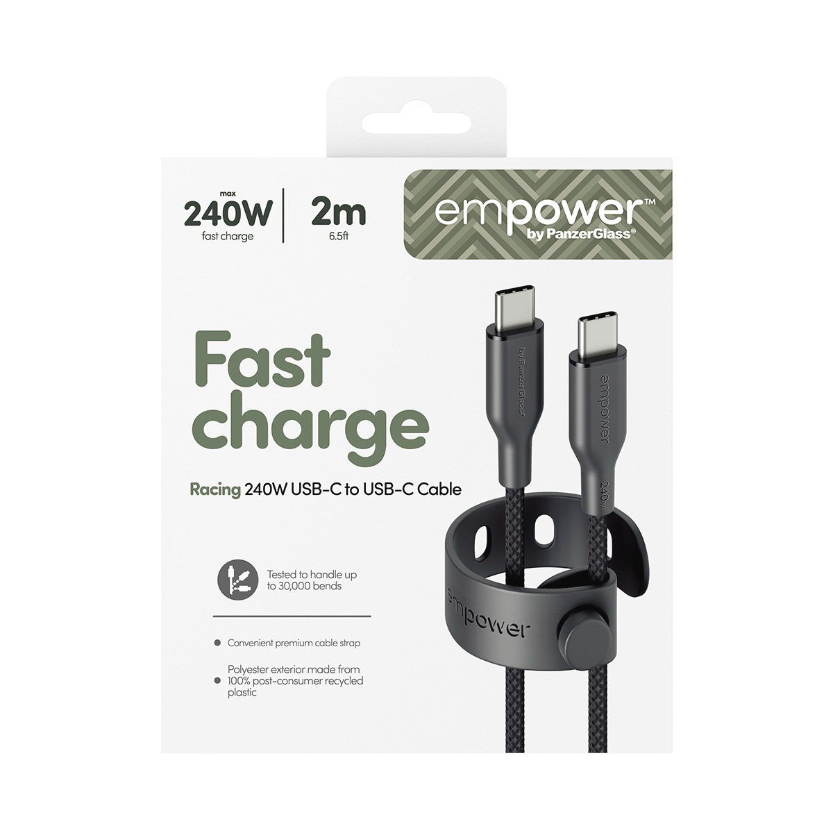 empower by PanzerGlass USB-Kabel »Racing 240W USB-C zu USB-C Kabel USB 2.0 2 m« USB-C 200 cm
