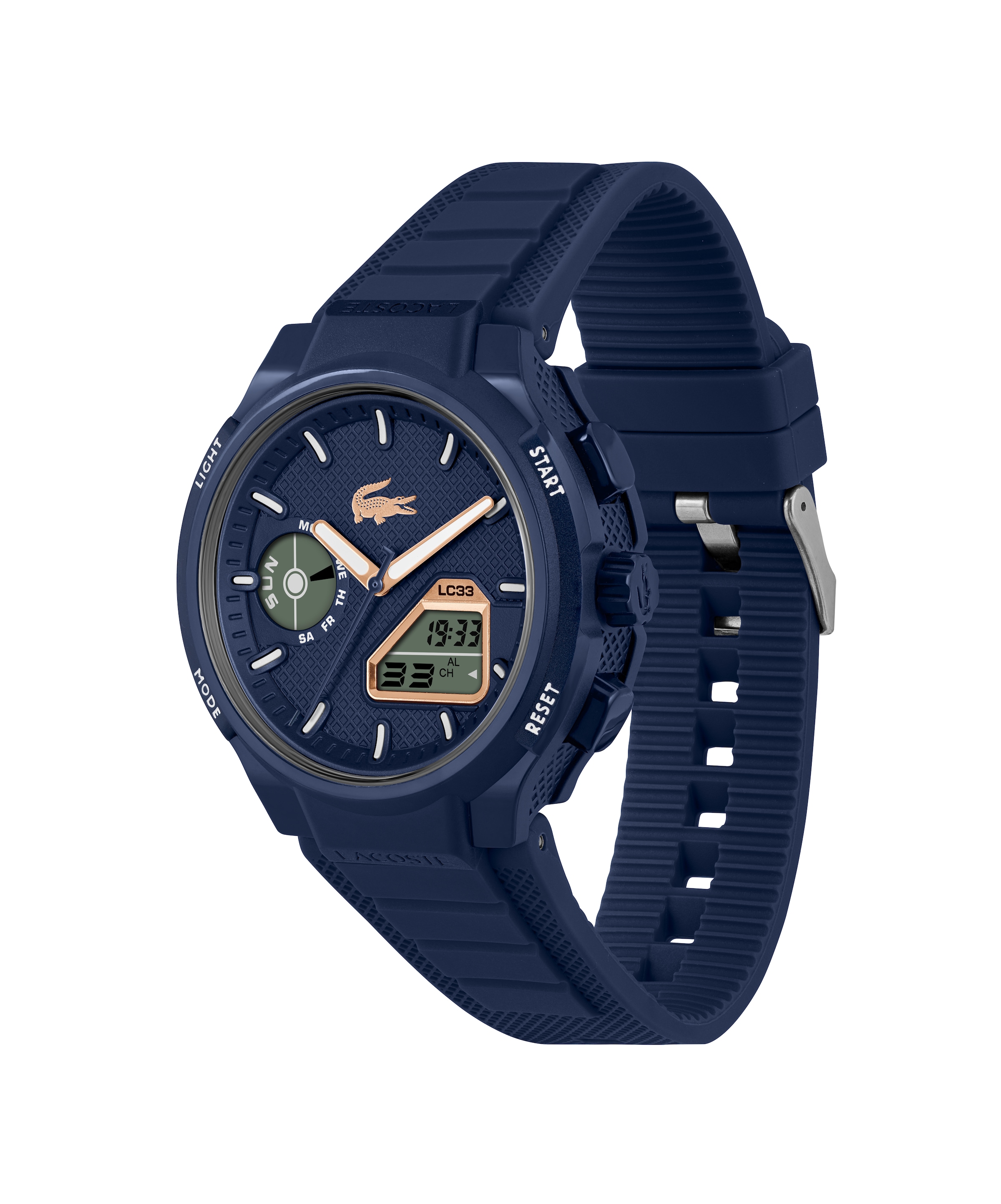 Lacoste Chronograph »LC33«, Quarzuhr, Armbanduhr, Herrenuhr, Silikonarmband, analog, digital, Tag