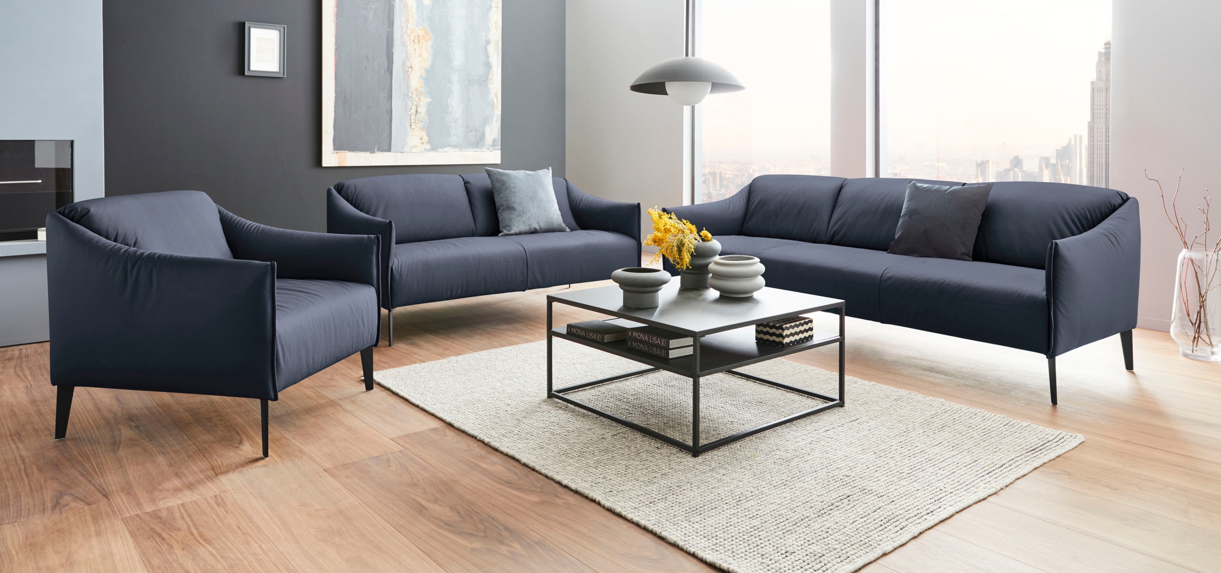 W.SCHILLIG 2,5-Sitzer »sally« mit Metall-Winkelfüßen in Schwarz pulverbeschichtet, Breite 174 cm