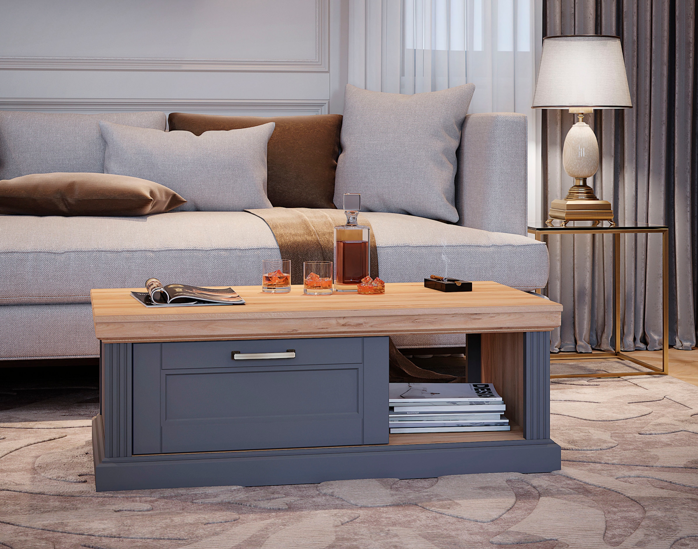 Home affaire Couchtisch »Tara«, (H/B/T): 40/110/61cm), mit Soft-Close-Funkt günstig online kaufen