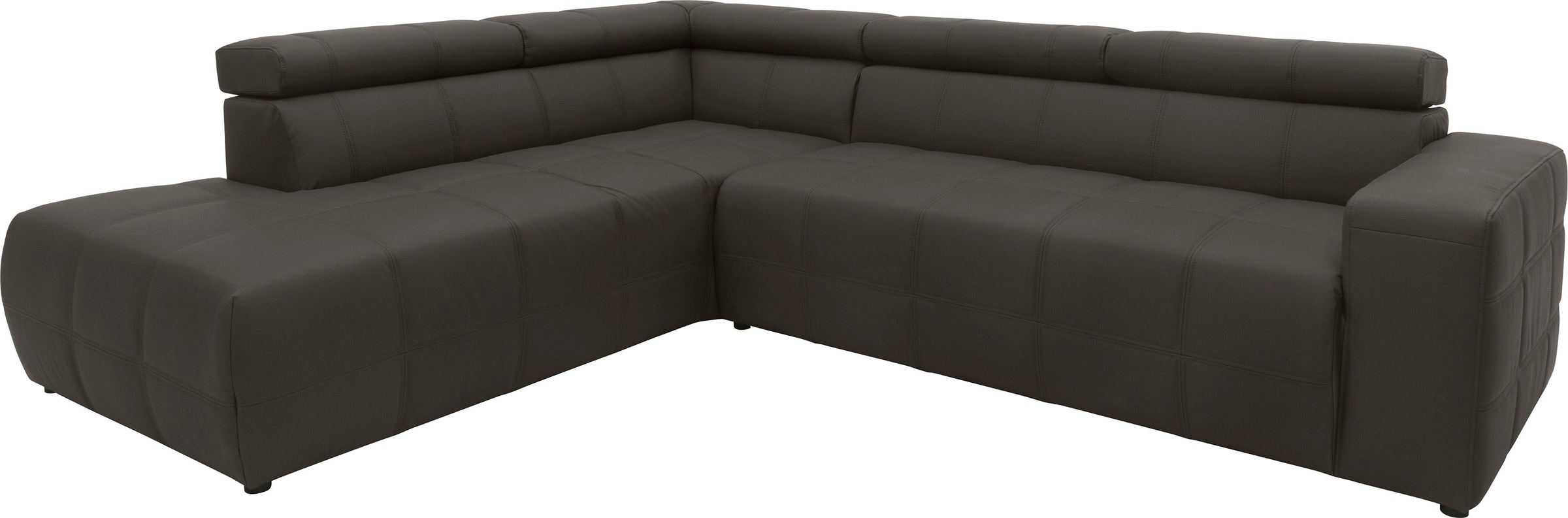 DOMO collection Ecksofa »Brandon L-Form, auch in Leder«, inklusive Kopfteilverstellung, wahlweise mit Sitztiefenverstellung