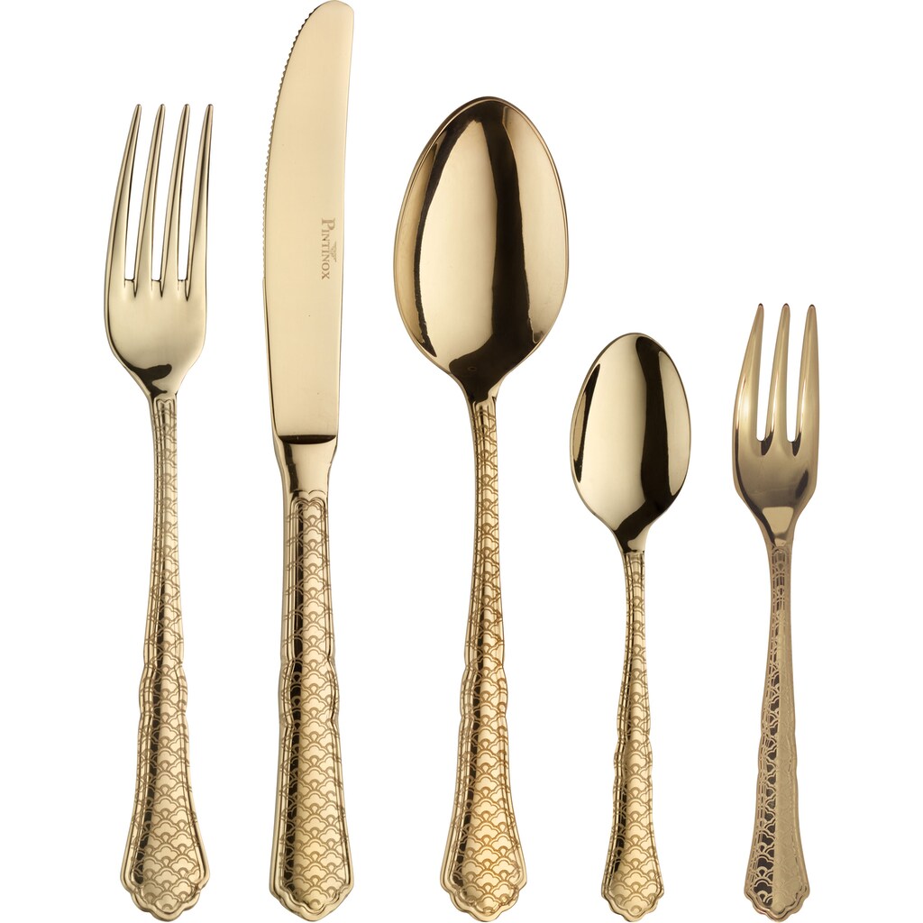 PINTINOX Besteck-Set »Settecento Treasur Gold TXT«, (Set, 30 tlg.)