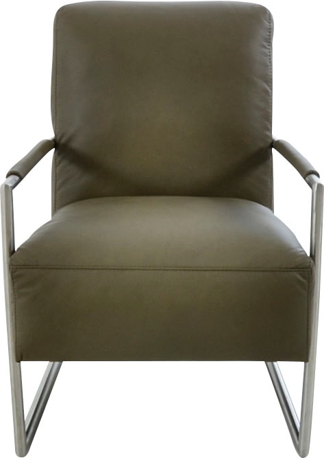 K+W Komfort & Wohnen Cocktailsessel, mit bezogenen Armlehnen, Gestell in Metall Edelstahloptik
