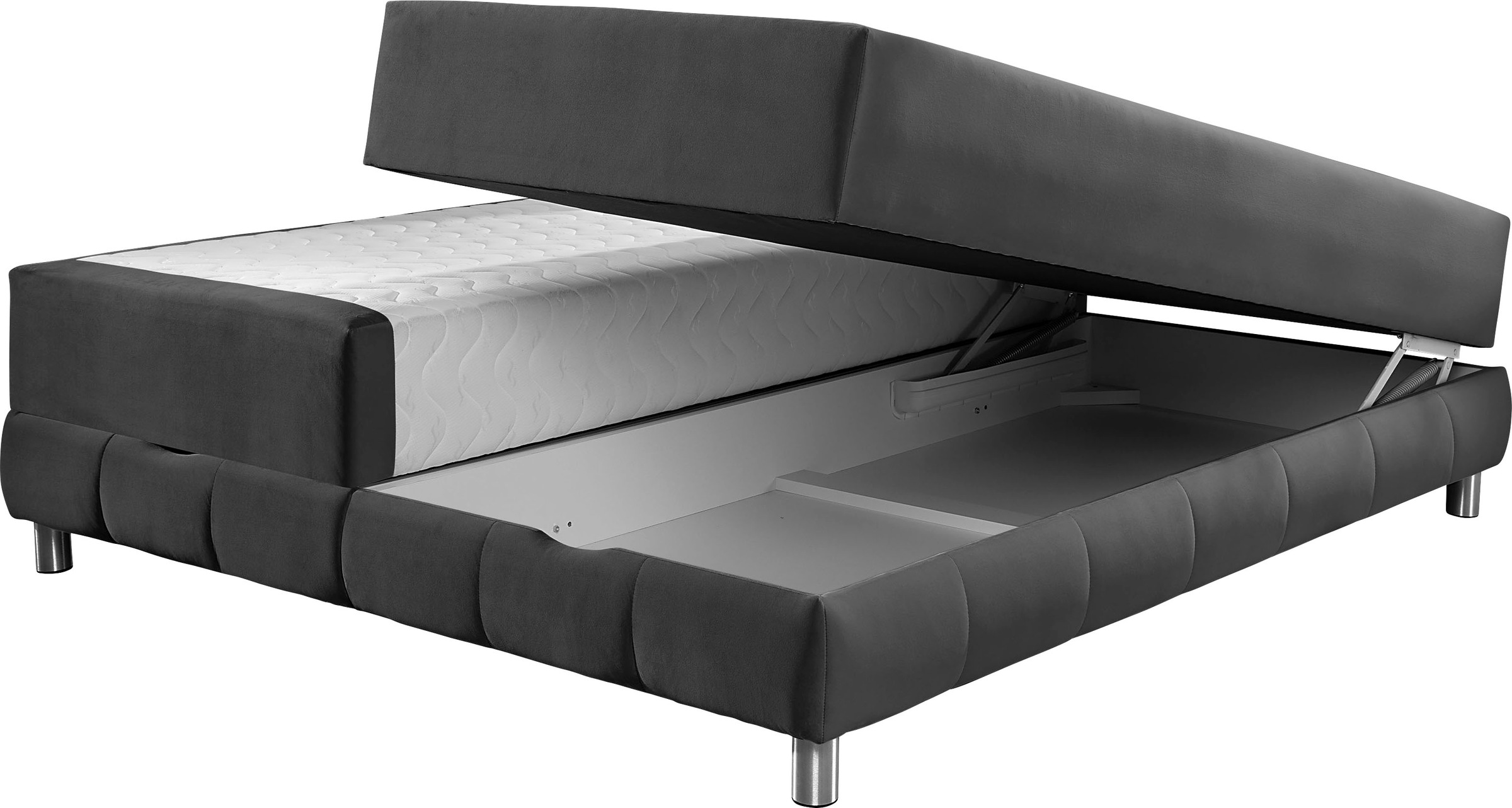 INOSIGN Boxspringbett »Vaasa«, für Dachschrägen geeignet, inkl. Bettkasten und Topper