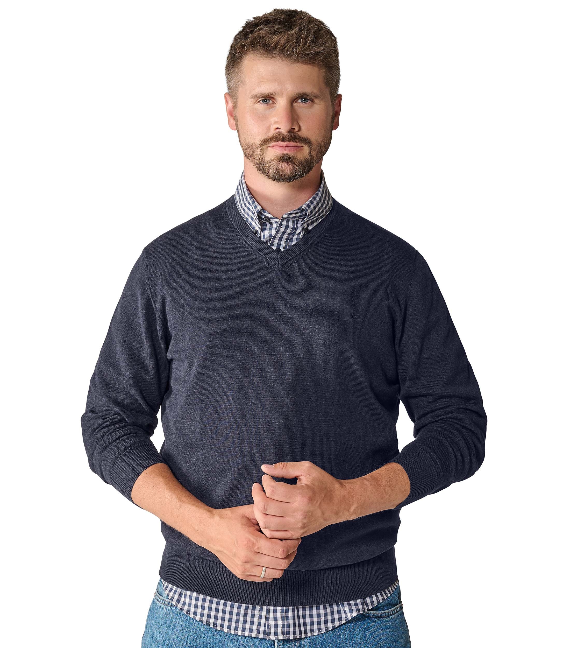 CASAMODA Strickpullover »Pullover« Baumwolle / V-Ausschnitt / Unifarben
