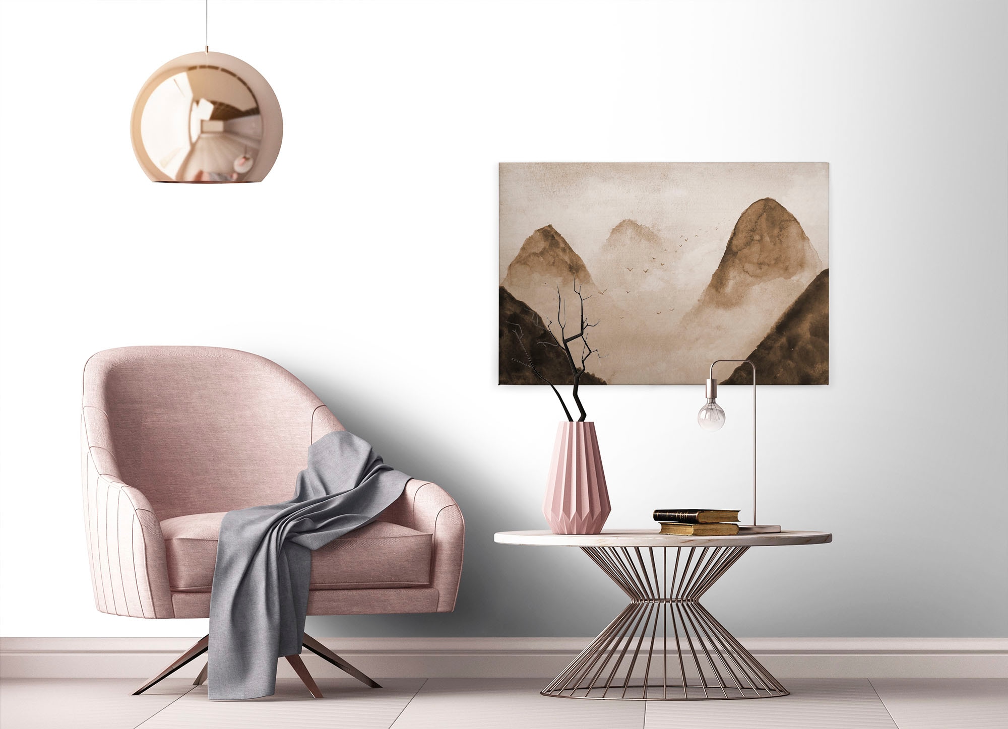 A.S. Création Leinwandbild »Misty Rocks«, Kunst-Berge-Kinder, (1 St.), Nebel Keilrahmen Berg Gebirge Landschaft Leinwand-Bild Wohnzimmer Wand