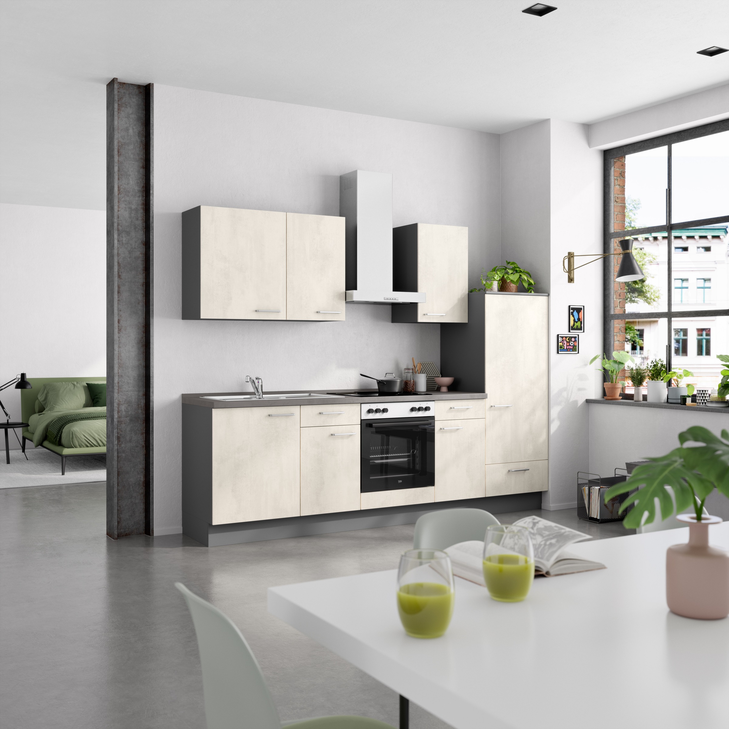 nobilia® Küchenzeile »"Riva I"« vormontiert, Ausrichtung wählbar, Breite 270 cm, wahlw. mit E-Geräten