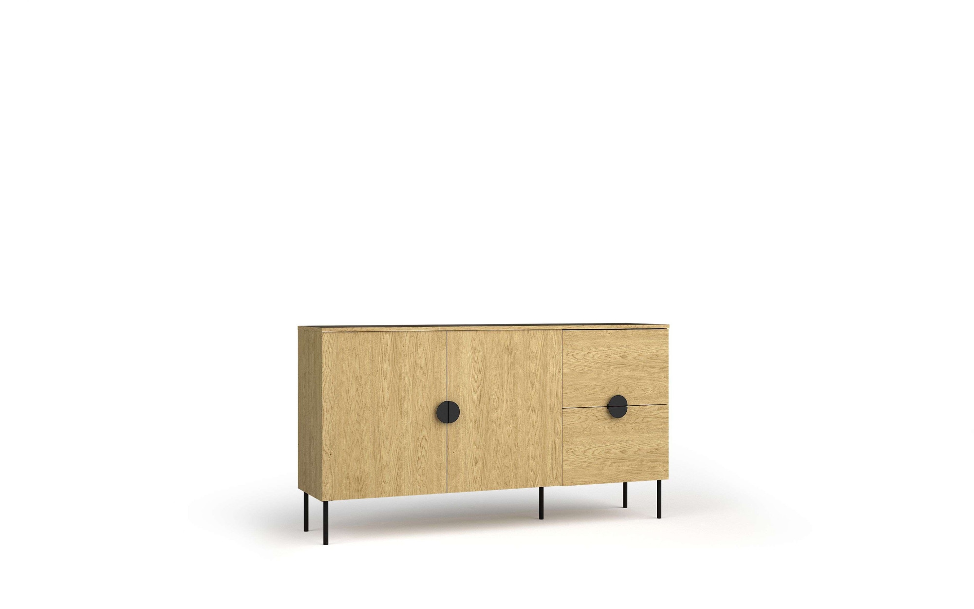 Home affaire Kommode »BELLOT Sideboard mit 2 Schubladen und 2 Türen, B/T/H: 213/40/87,6 cm« Schubkastenkommode mit Metallgriffen und viel Stauraum