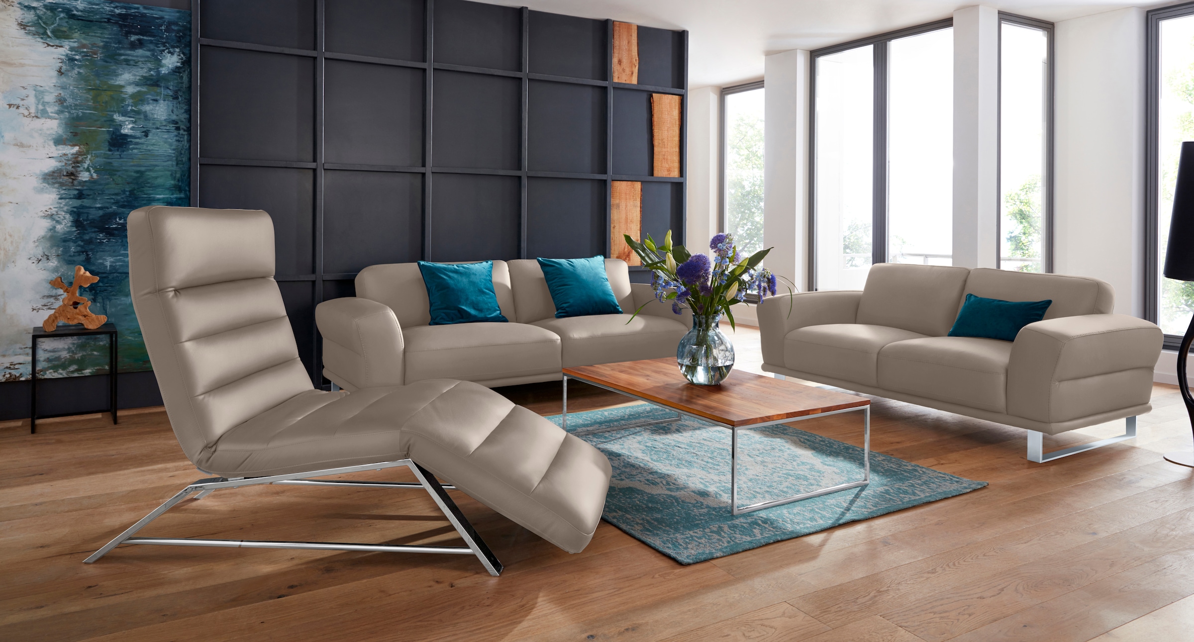 W.SCHILLIG 2,5-Sitzer »montanaa«, mit Metallkufen in Silber matt, Breite 232 cm