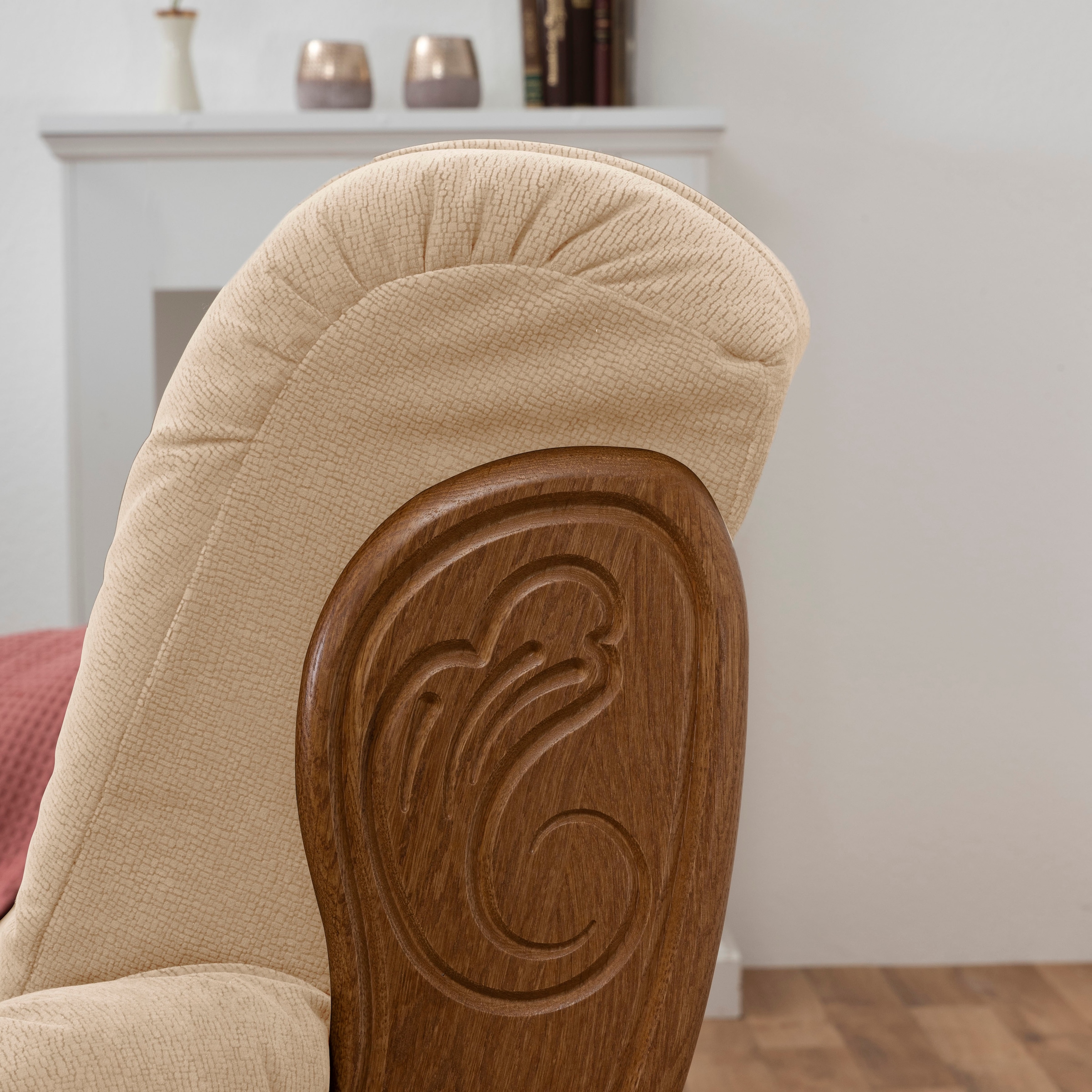 Max Winzer® 3-Sitzer »Texas mit aufwendig gefrästen Ornamenten im Eichenholzgestell«, bequemer Retro Klassiker, kompakte Stellmaße, Breite 202 cm
