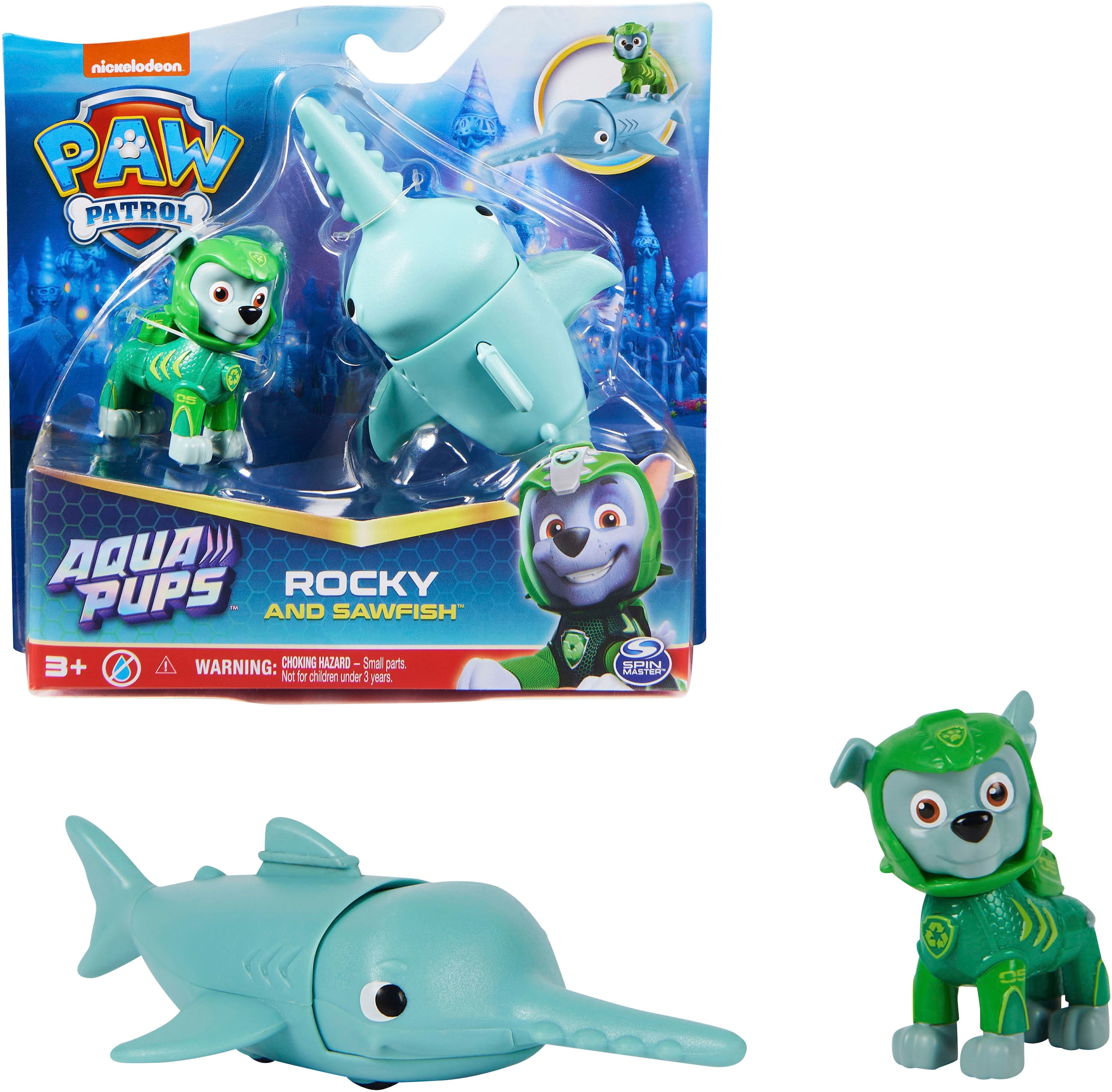 Spin Master Spielfigur »Paw Patrol - Aqua Pups - Hero Pups Solid Rocky«, (Set)