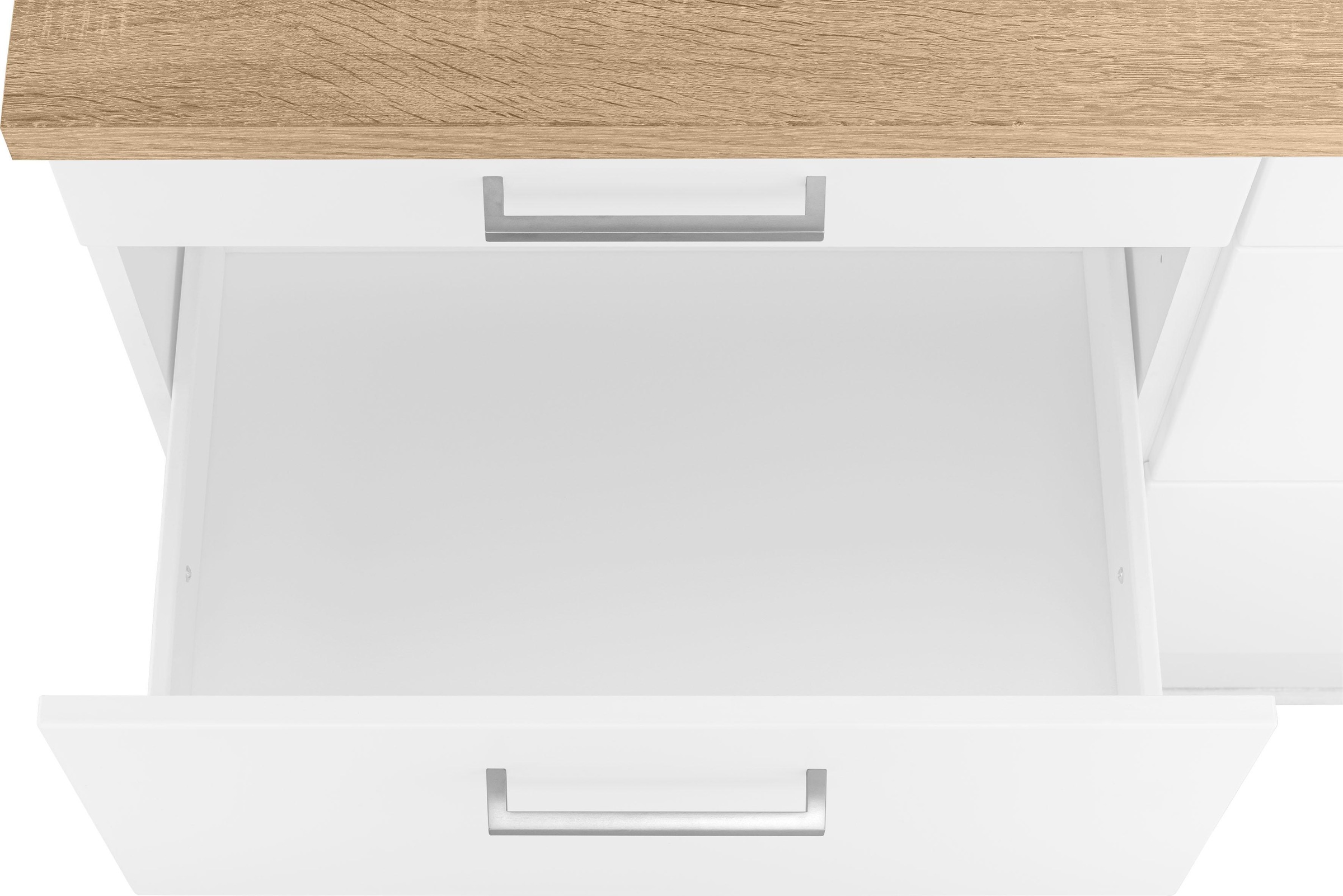 KOCHSTATION Küchenzeile »KS-Visby«, mit E-Geräten, Breite 330 cm inkl. Kühlschrank und Geschirrspüler