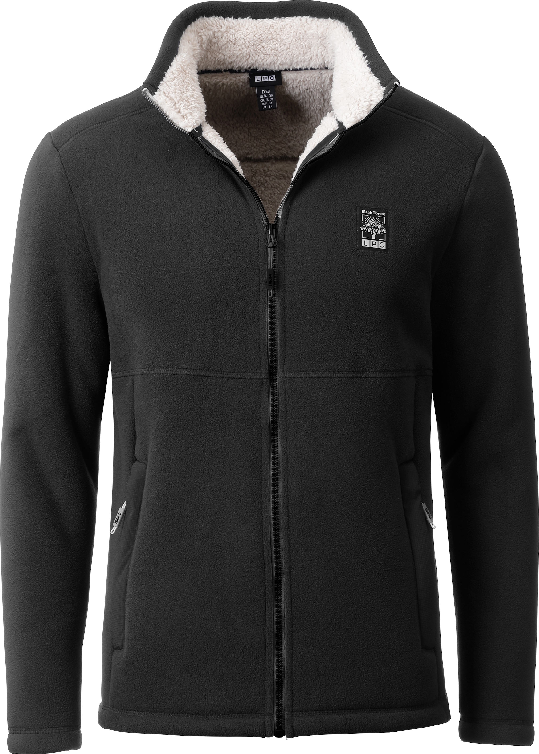 LPO Fleecejacke »REECE MN«, Stehkragen, mit Langhaarfleece gefüttert