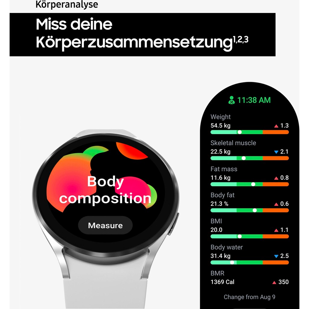 Samsung Smartwatch »Galaxy Watch 4 44mm BT«, (Wear OS by Google Fitness Uhr, Fitness Tracker, Gesundheitsfunktionen)