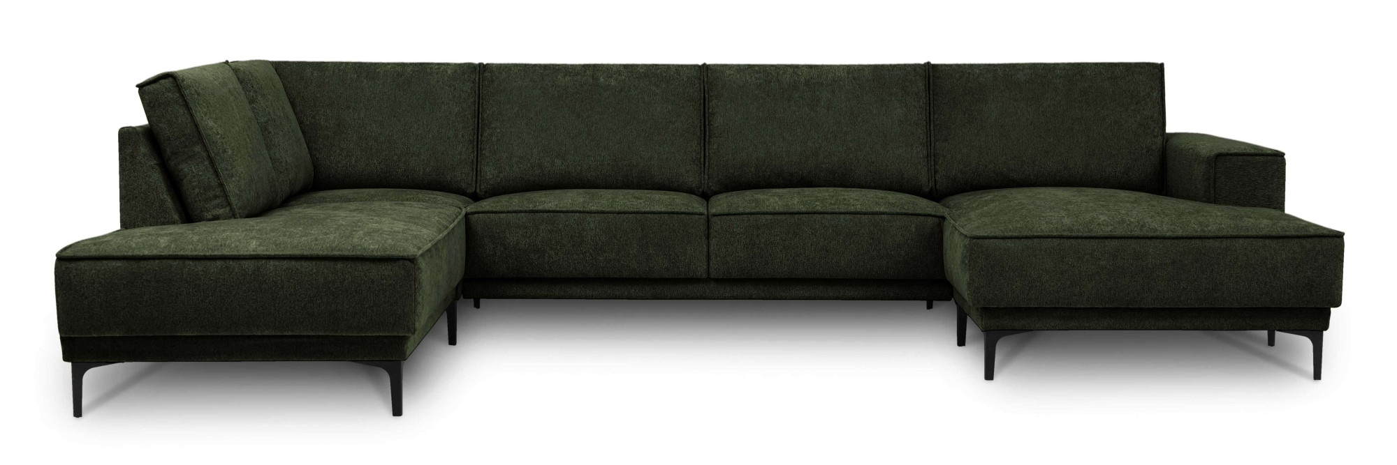 Places of Style Wohnlandschaft »XXL Sofa Oland, Struktur, Flachgewebe, Luxus-Microfaser, Boucle«, U-Form, 345 cm, Wellenunterfederung, Skandi-Design, Metallfüße