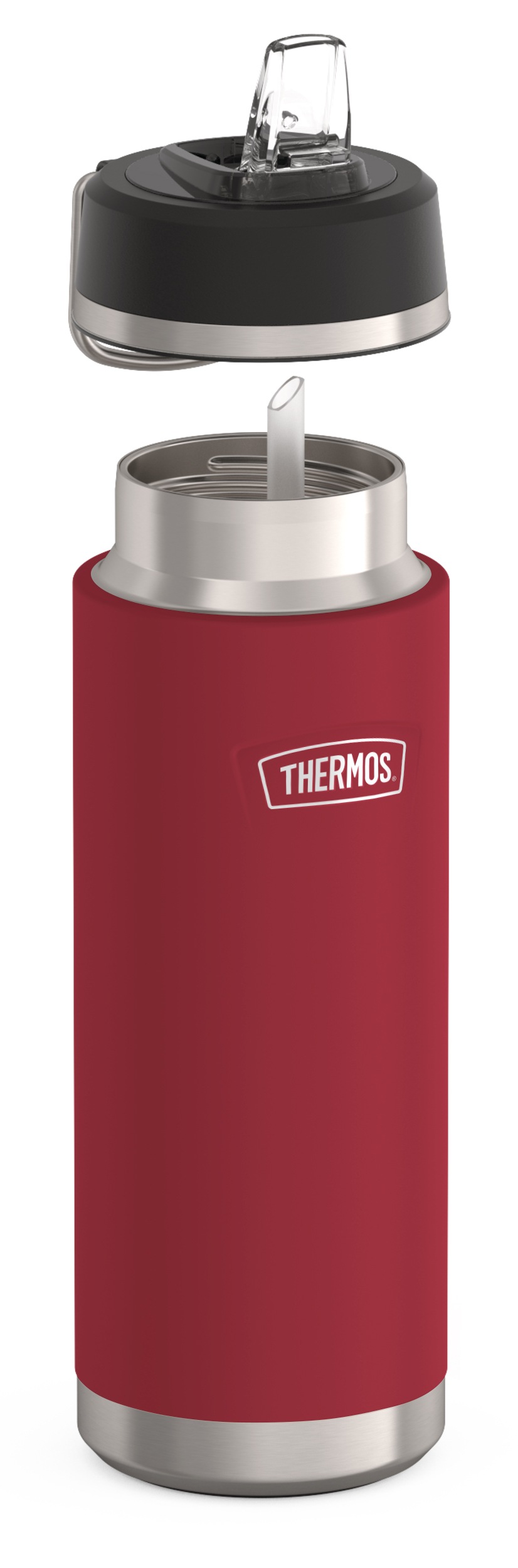 THERMOS Isolierflasche »ICON WATER BOTTLE, Edelstahlkörper, spülmaschinenfest«, (1 tlg.), 0,71l, 12h kalt, schappsicher mit einklappbarem Flip-Strohalm
