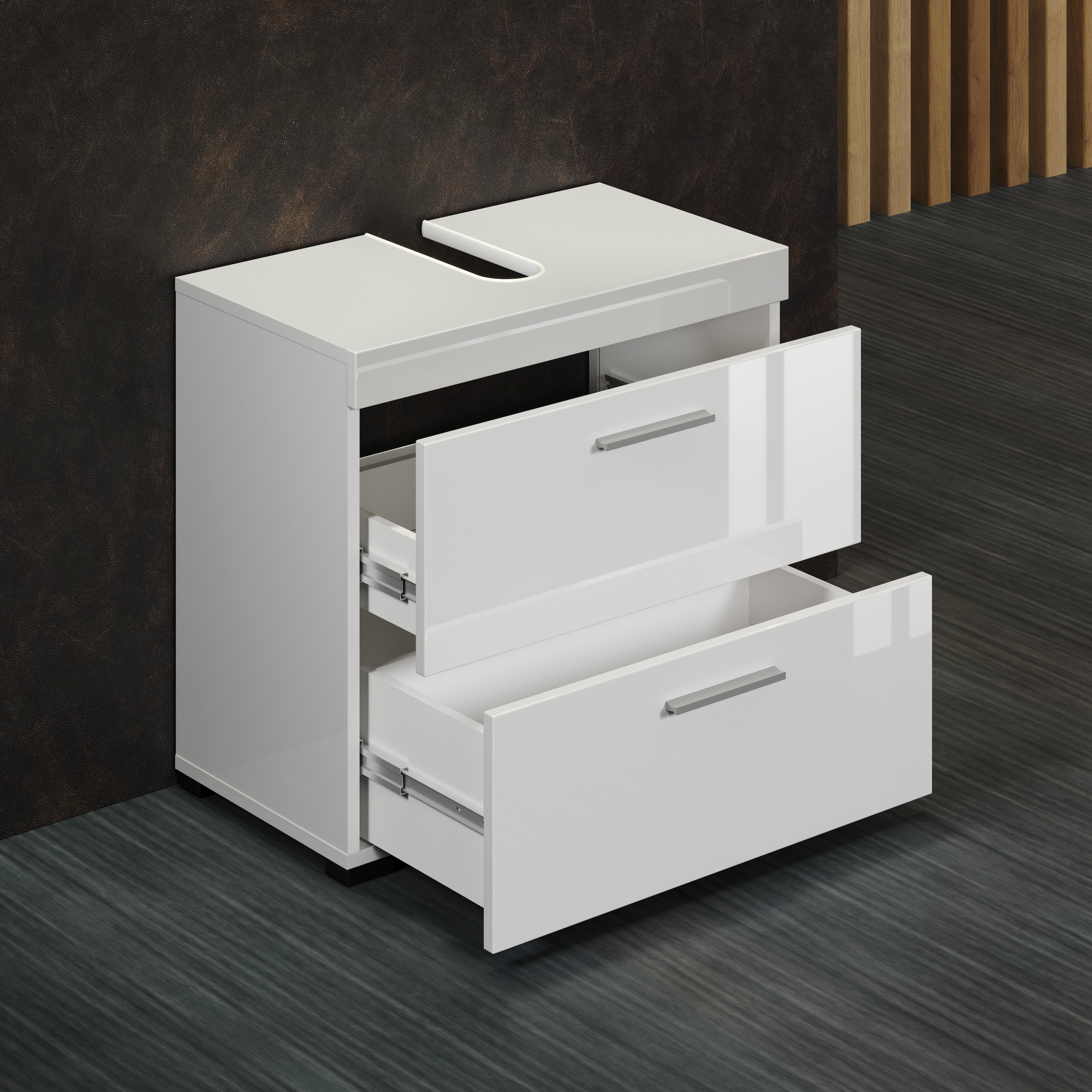 welltime Waschbeckenunterschrank »Avena« 1 Stk. tlg. Waschtisch mit 2 Schubkästen – (B/T/H) 60/34/56 cm