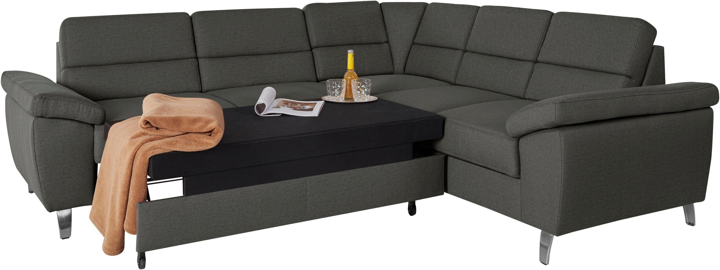 sit&more Ecksofa »Sorano L-Form«, wahlweise mit Bett- und Relaxfunktion, inkl. Bettkasten