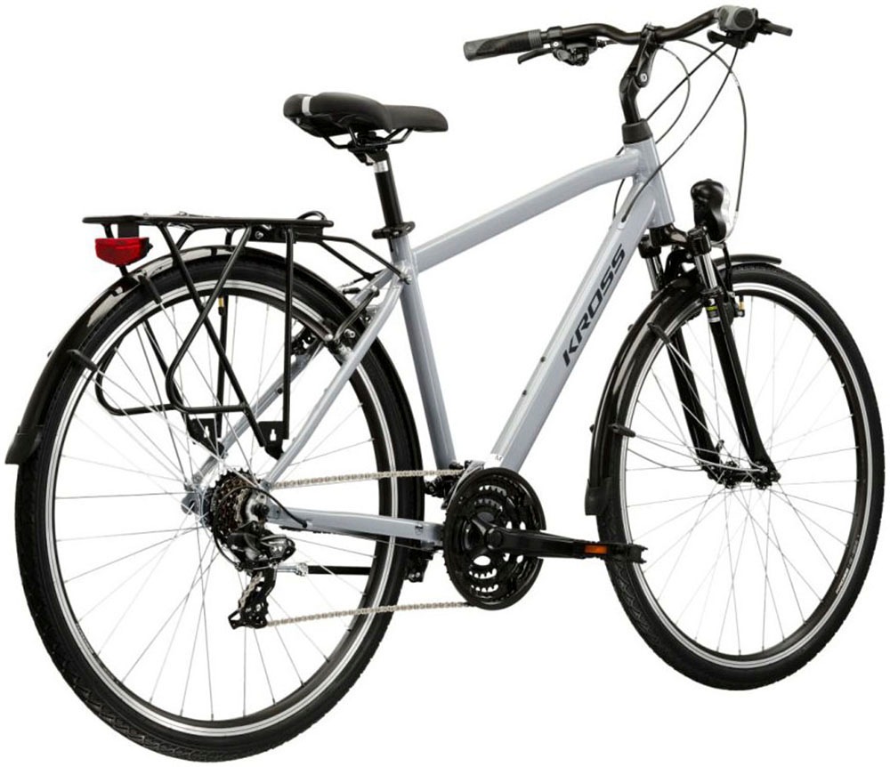 Kross Trekkingrad »Herren-Trekkingrad 28" Trans 1.0 Grau 21 Gänge« 21 Gang Shimano TOURNEY TY300 Schaltwerk Kettenschaltung