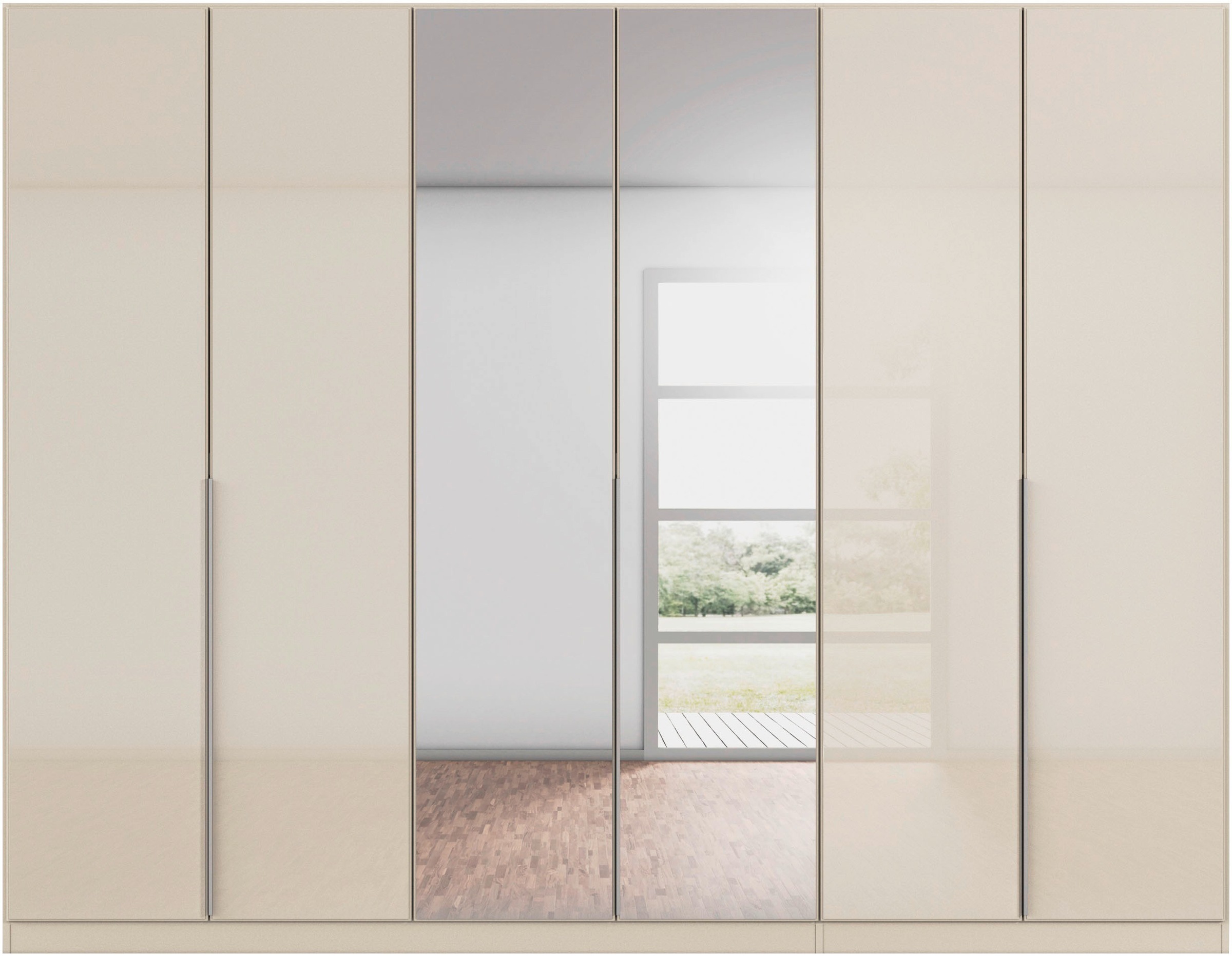 rauch Drehtürenschrank »Kleiderschrank Kleiderschränke Schrank Garderobe AGORDO mit Glasfront«, (in zwei Griff-Farben), durchdachte Innenausstattung, in 6 Breiten und 2 Höhen MADE IN GERMANY