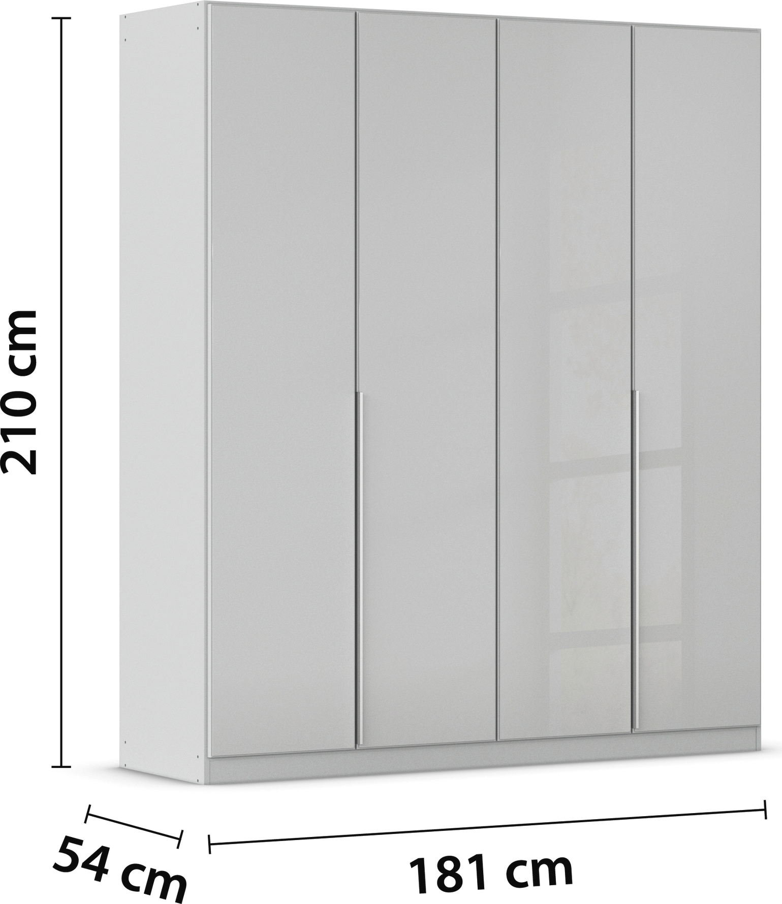 rauch Drehtürenschrank »Kleiderschrank Kleiderschränke Schrank Garderobe AGORDO mit Glasfront«, (in zwei Griff-Farben), durchdachte Innenausstattung, in 6 Breiten und 2 Höhen MADE IN GERMANY