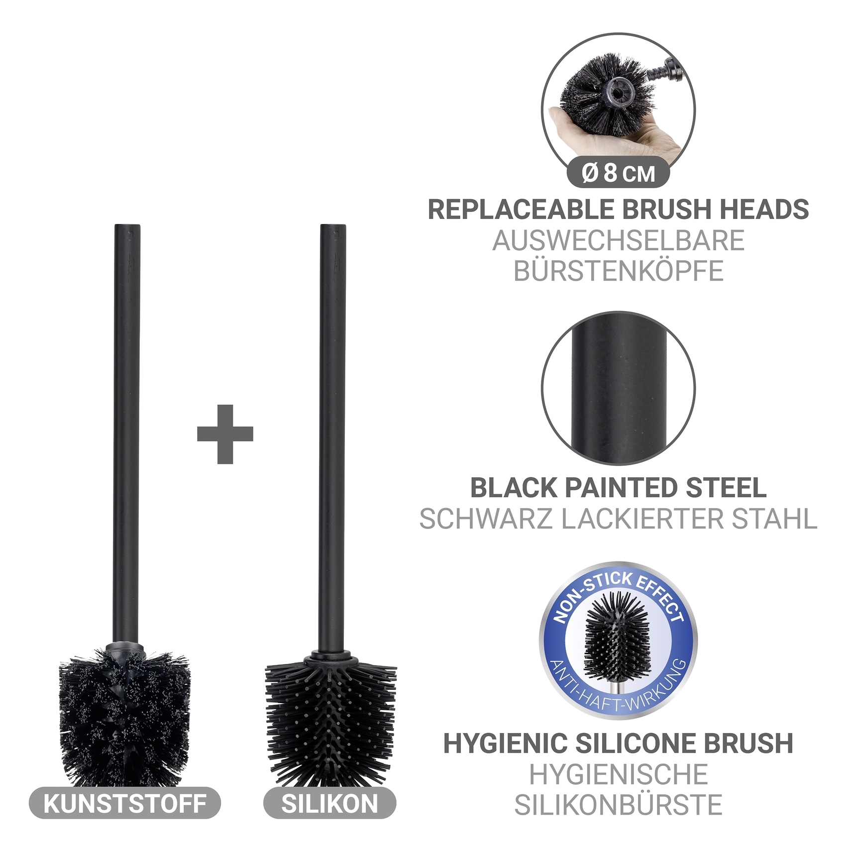 WENKO WC-Garnitur »Rivalta« Set aus Sicherheitsglas | Stahl Toilettenpapierhalter & WC-Bürstenhalter mit WC-Bürste & Ersatzbürste