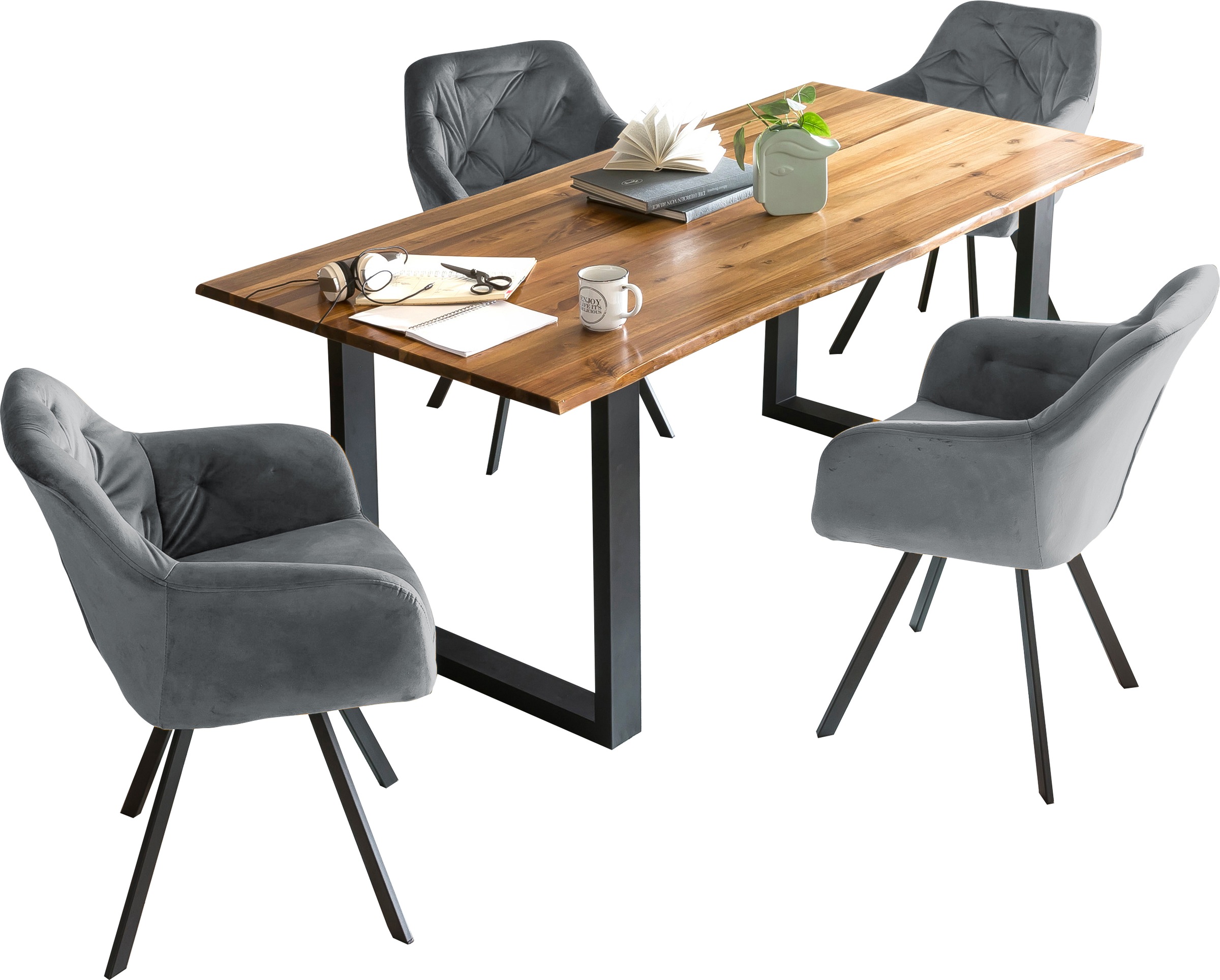 SalesFever Essgruppe, (Set, 5 tlg.), Stühle mit 360° Drehplatte, Tischplatt günstig online kaufen