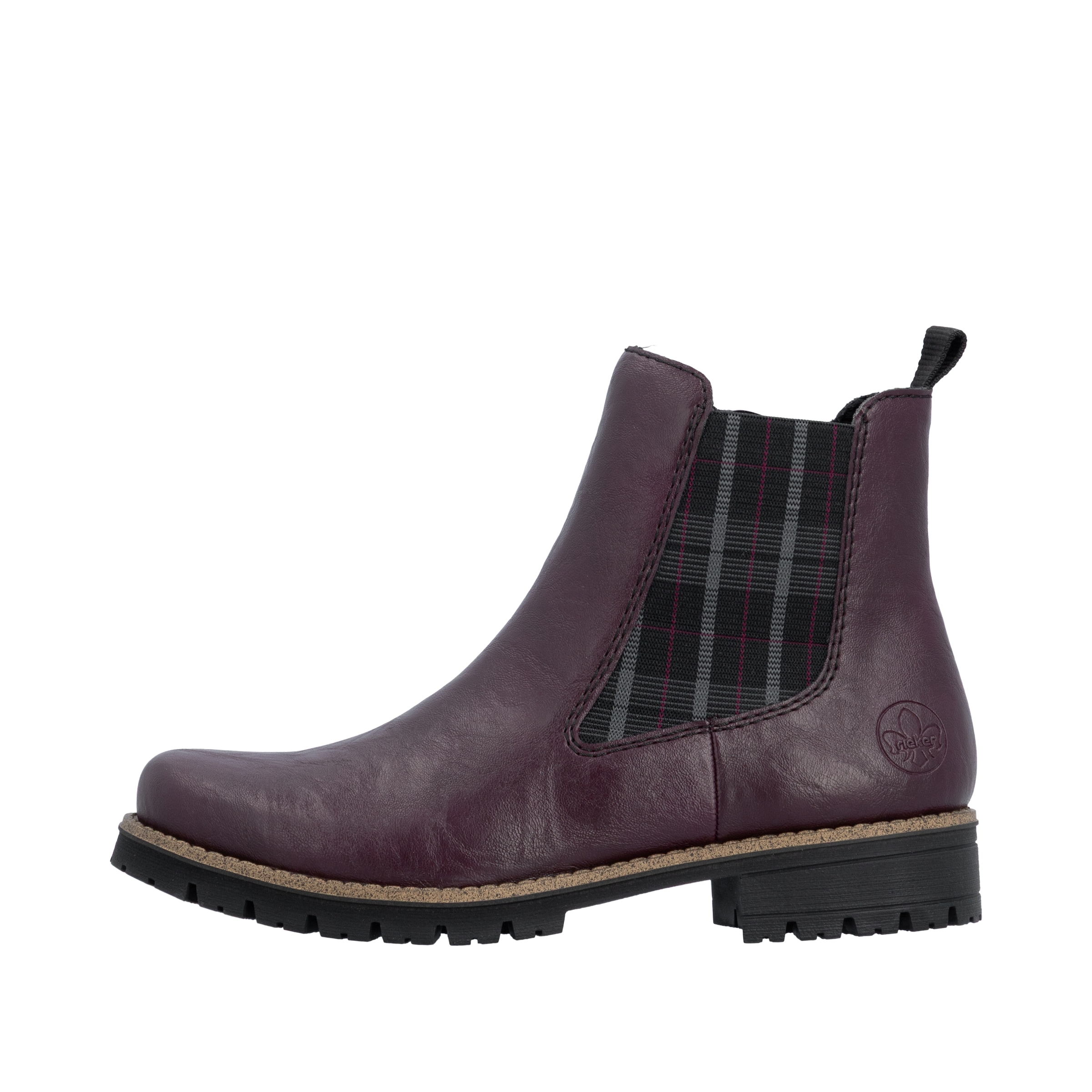 Rieker Chelseaboots  Stiefelette, Boots mit kariertem Stretcheinsatz an der Seite